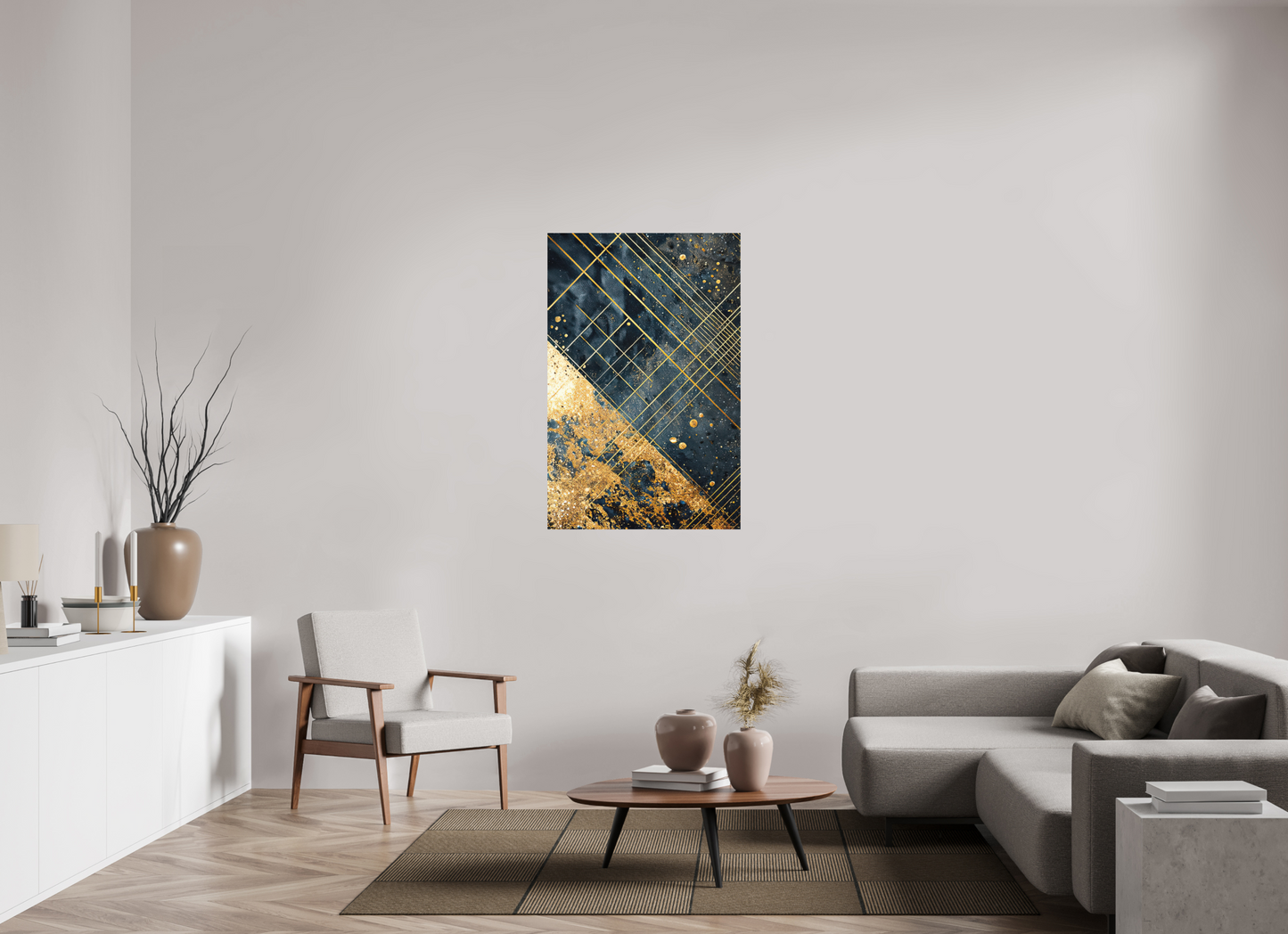 31 x 47.6″, Photo Print on Aluminum Backing Art Deco Gold Lines
