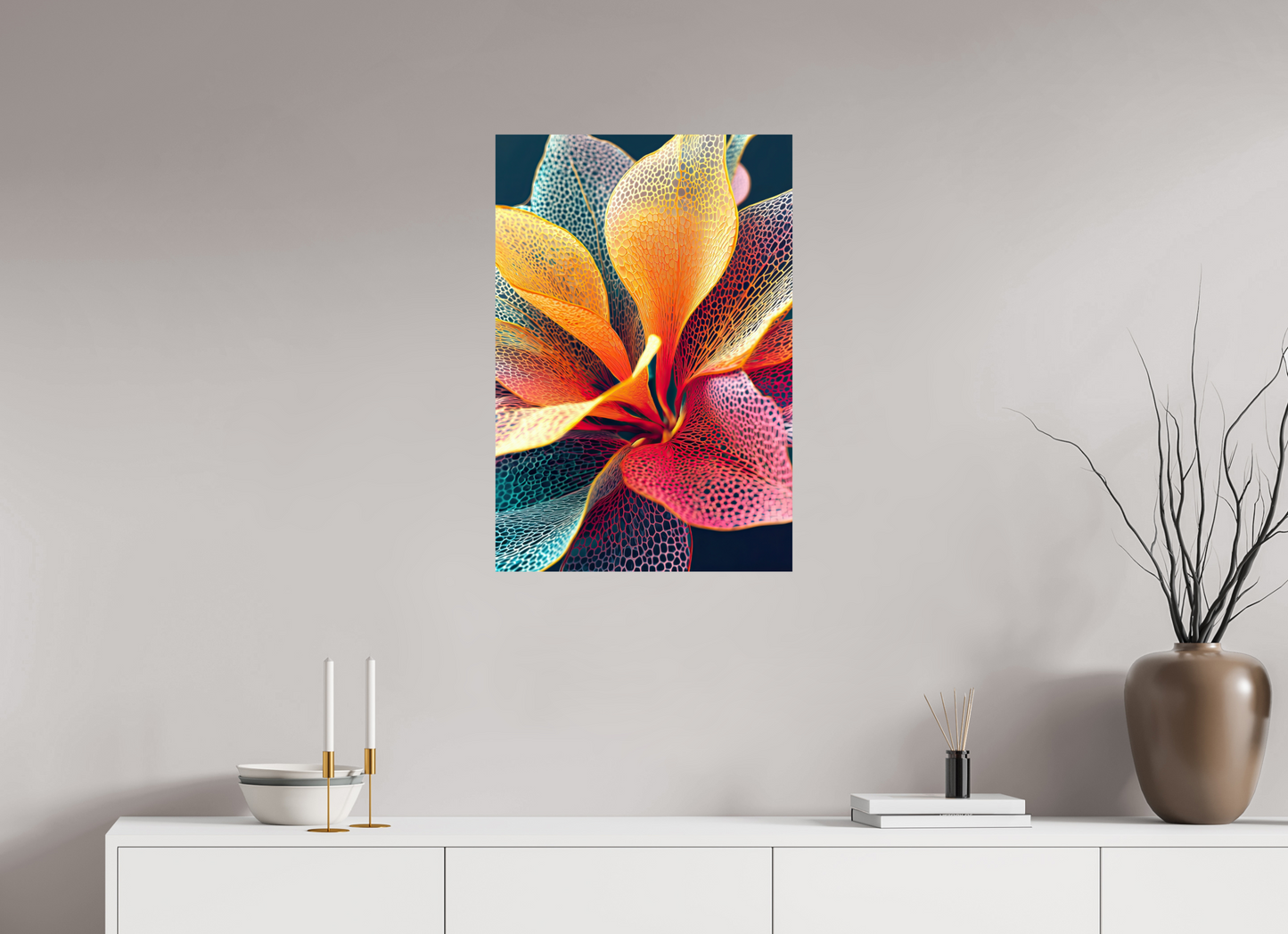20 x 29.4″, Fine Art Print On Aluminum Dibond Colorful Flower