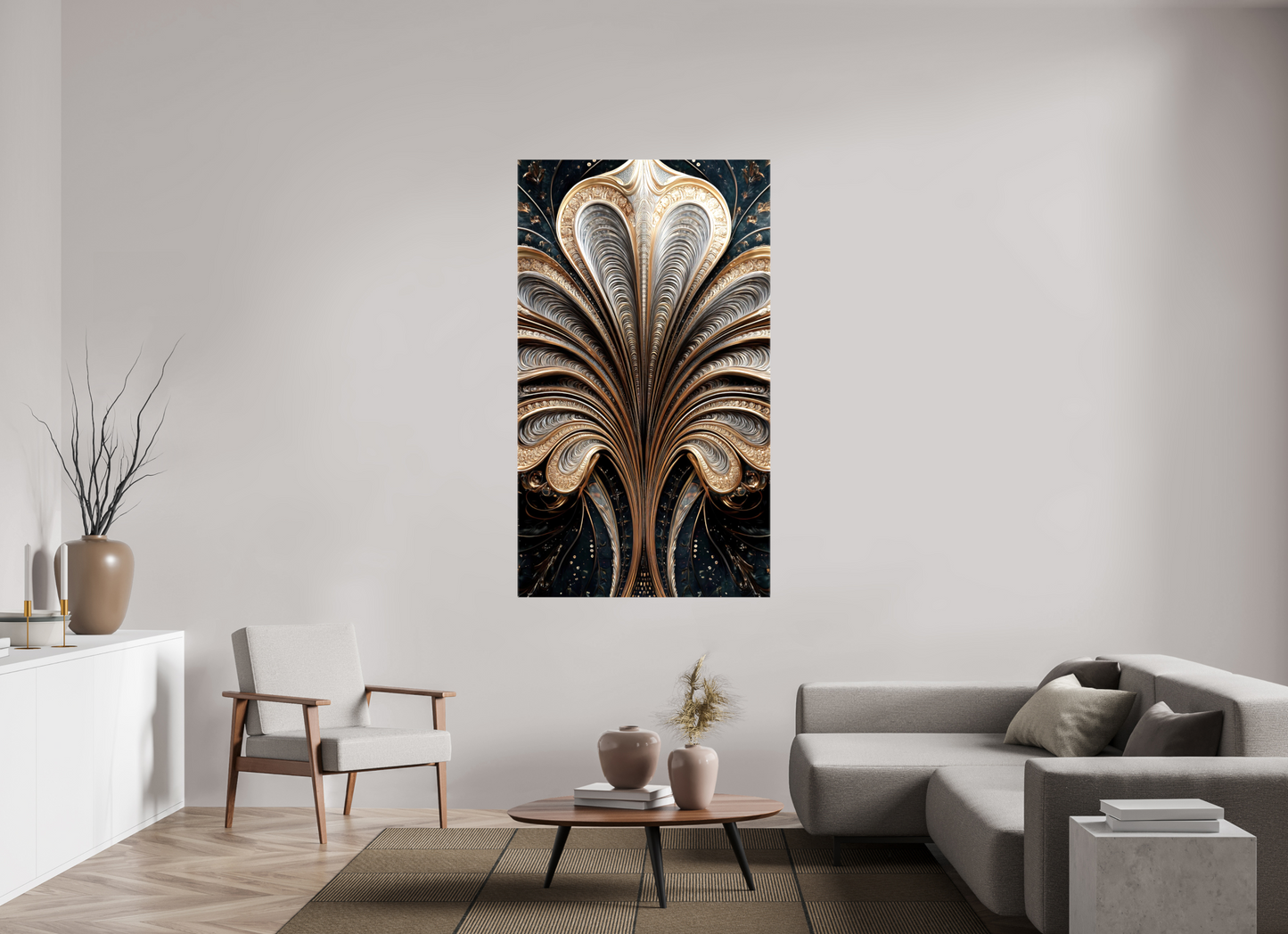 39 x 67.8″, Glossy Canvas Art Deco Abstract Flower 3