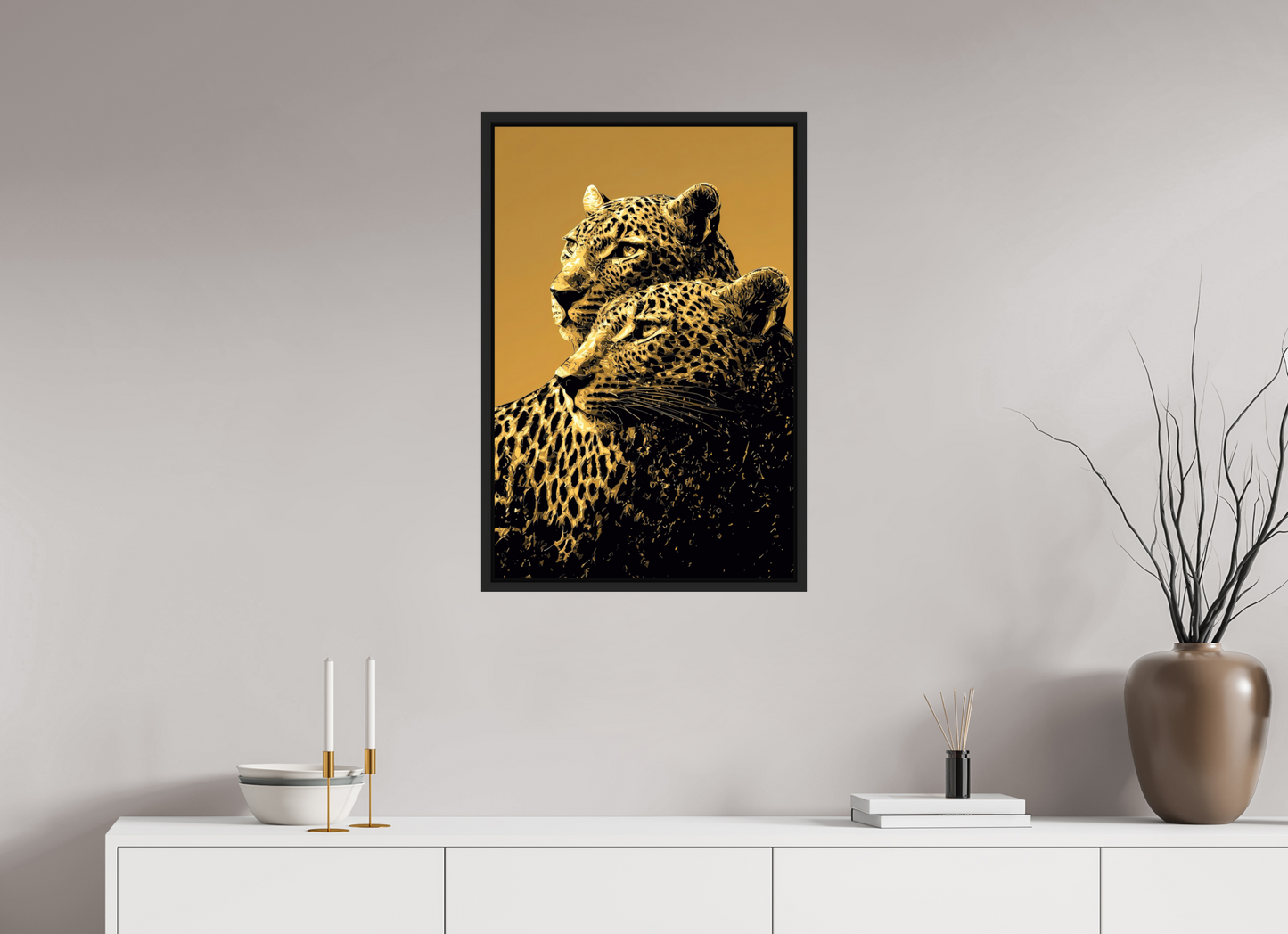 20 x 30.3″, Fine Art Print on Aluminum Dibond with Boarder Desert Cheetahs