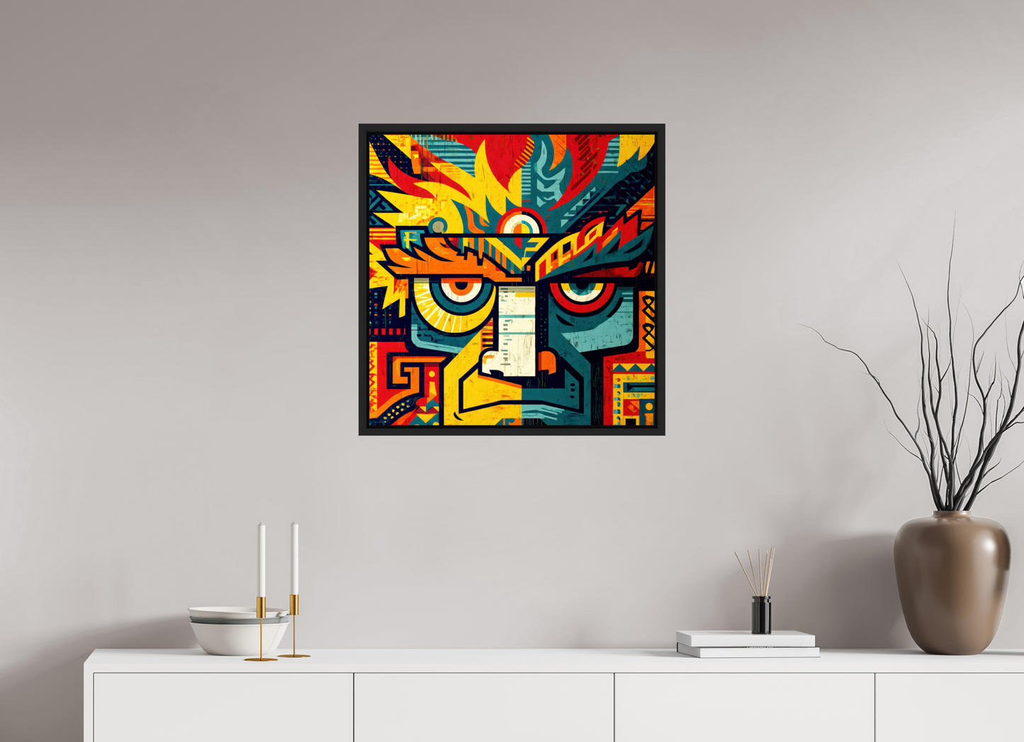24 x 24.5″, Fine Art Print on Aluminum Dibond with Boarder Urban Tribal 2