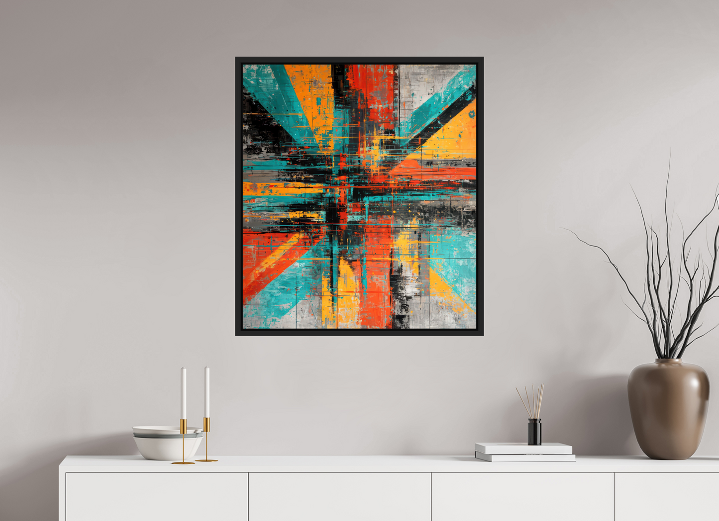 28 x 31.7″, Fine Art Print on Aluminum Dibond with Boarder Abstract Paint Lines