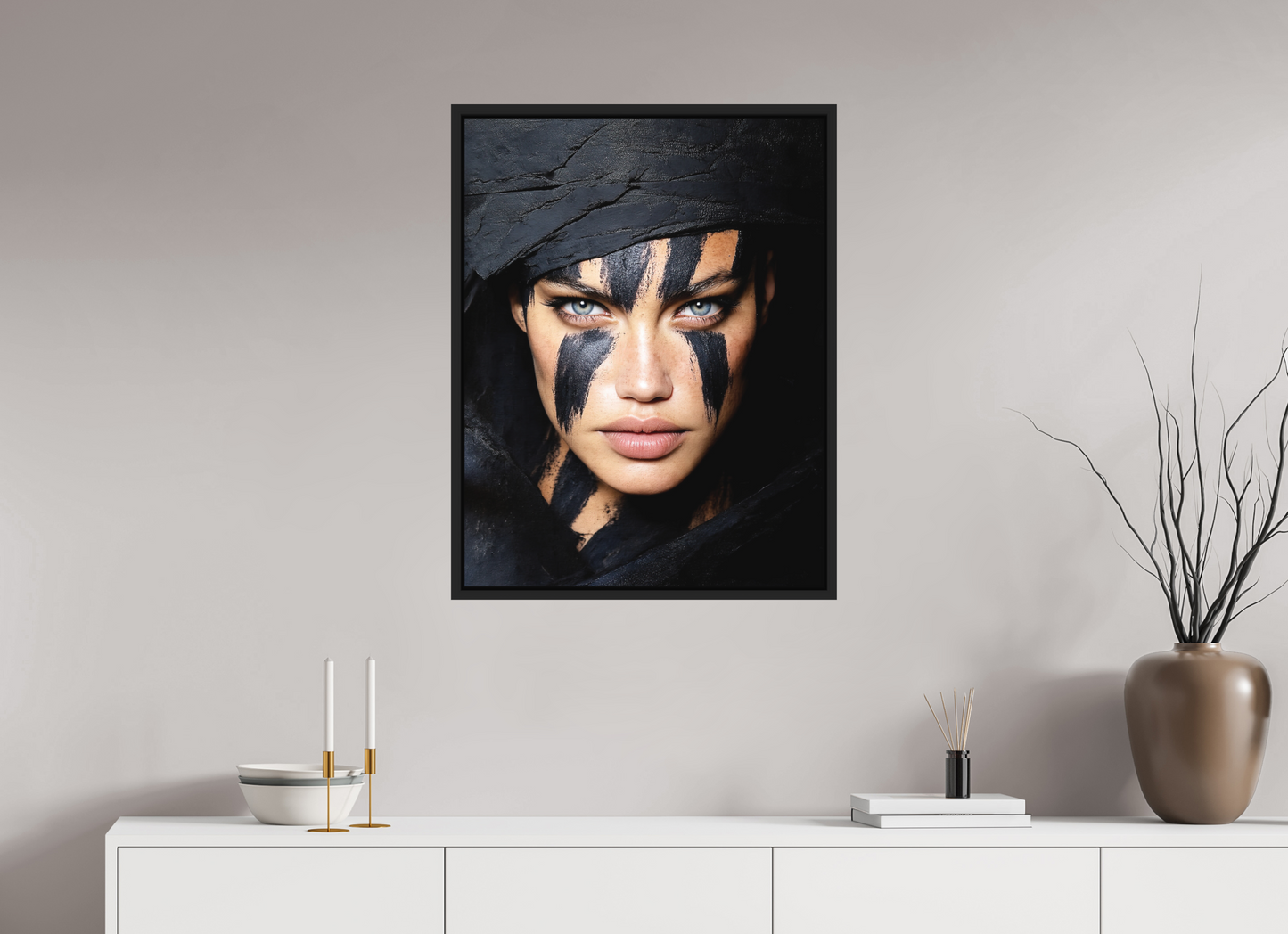 24 x 31.3″, Photo Print on Aluminum Backing with boarder Charcoal Woman