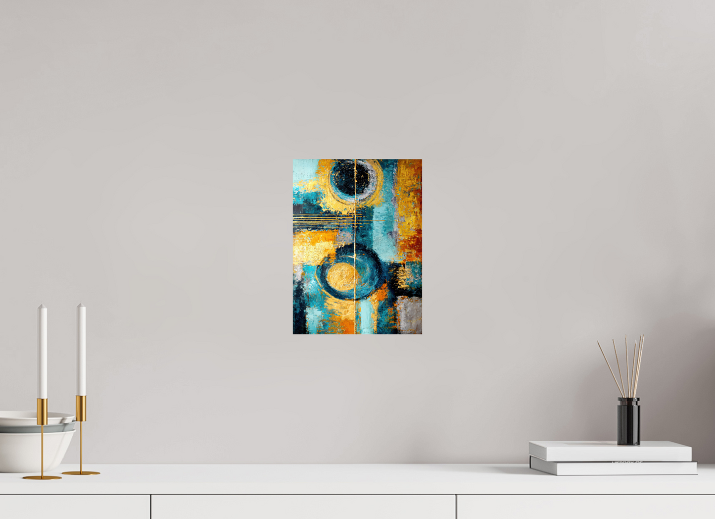 8 x 10.8″, Fine Art Print On Aluminum Dibond Abstract Gold Paint