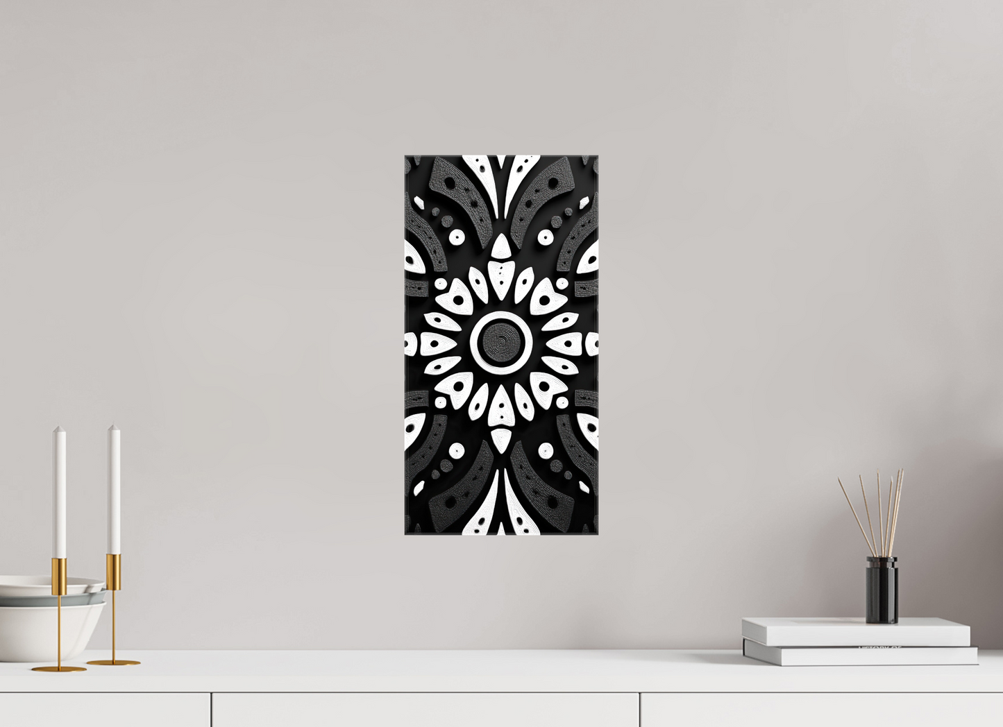 8 x 16″, Glossy Canvas Black & White Tribal 2