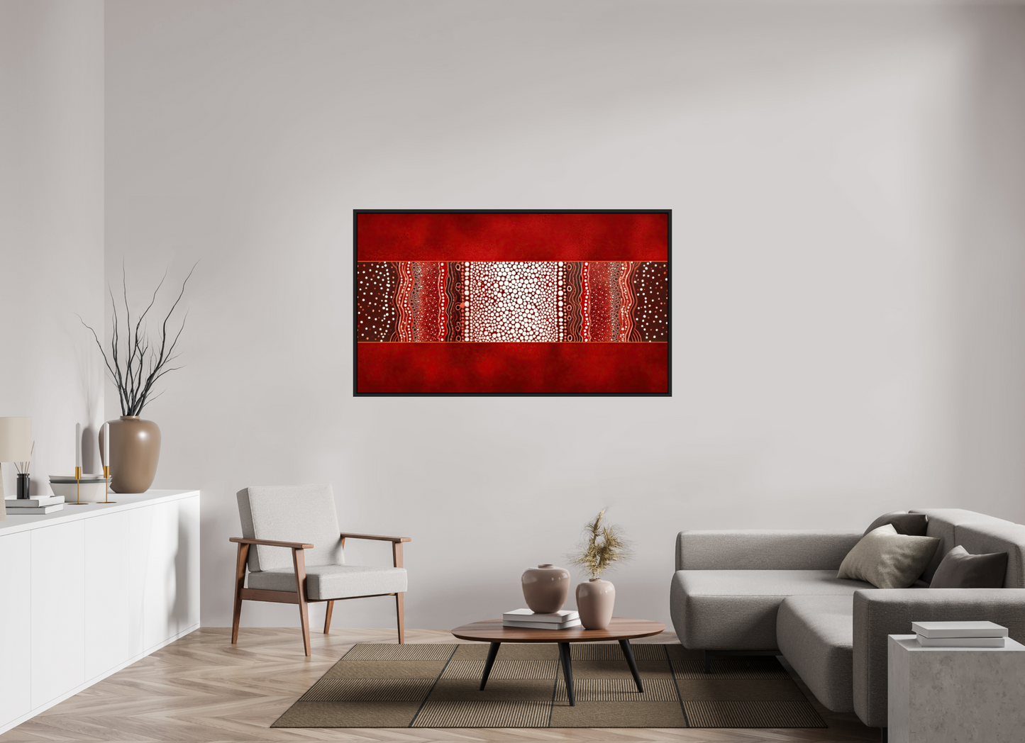 62.4 x 36″, Fine Art Print on Aluminum Dibond with Boarder Red Layers 1