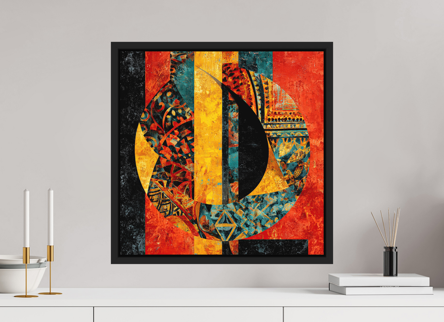 20 x 20″, Photo Print on Aluminum Backing with boarder Tribal Circle 2