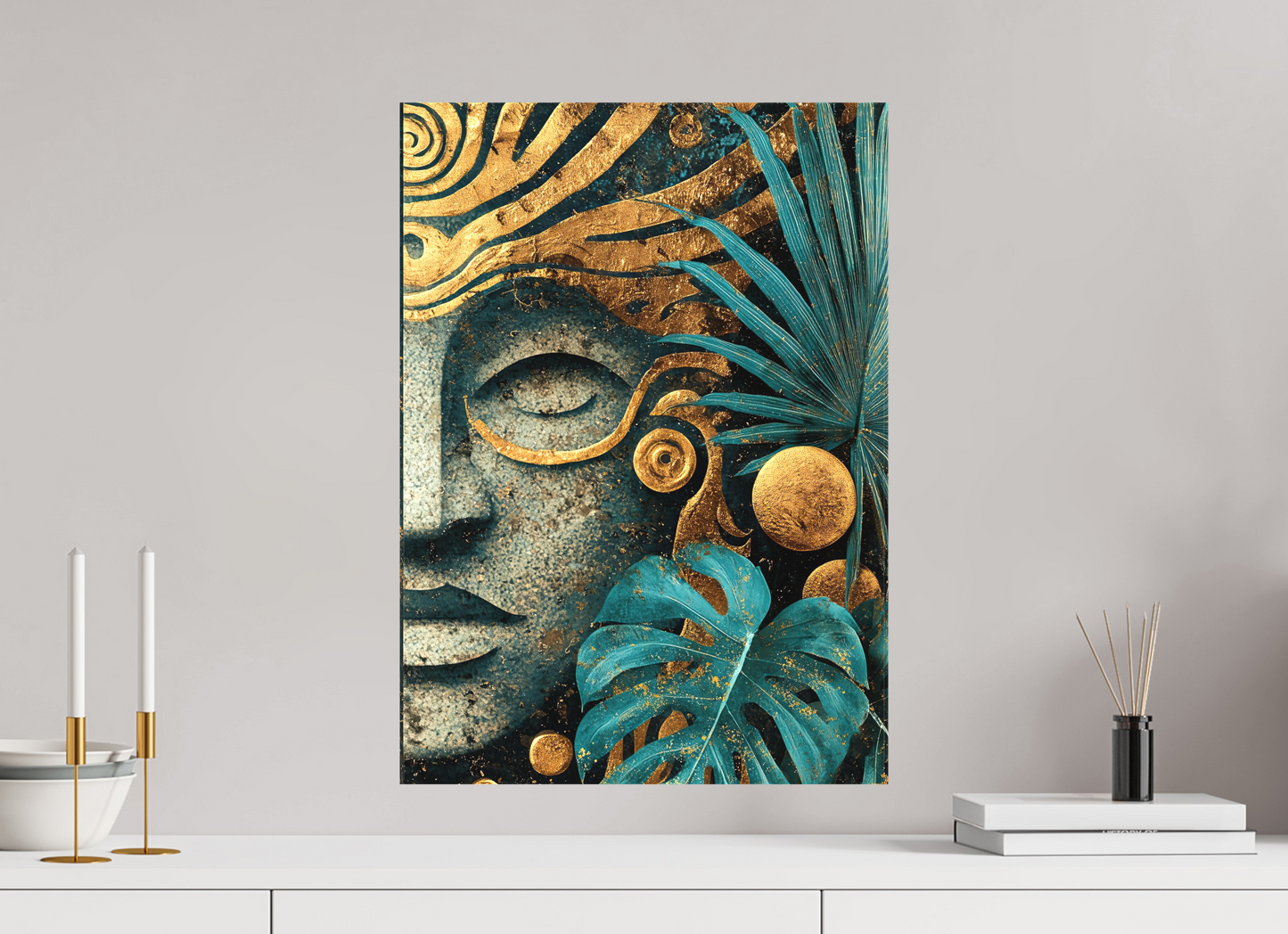 16 x 22.4″, Textile on Canvas Ancient Face 2
