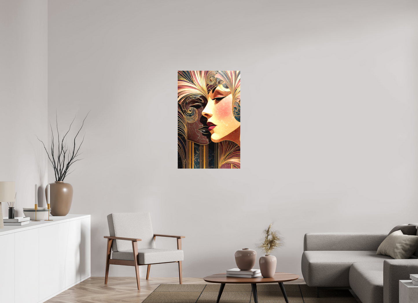 24 x 37.8″, Textile on Canvas Art Deco Women