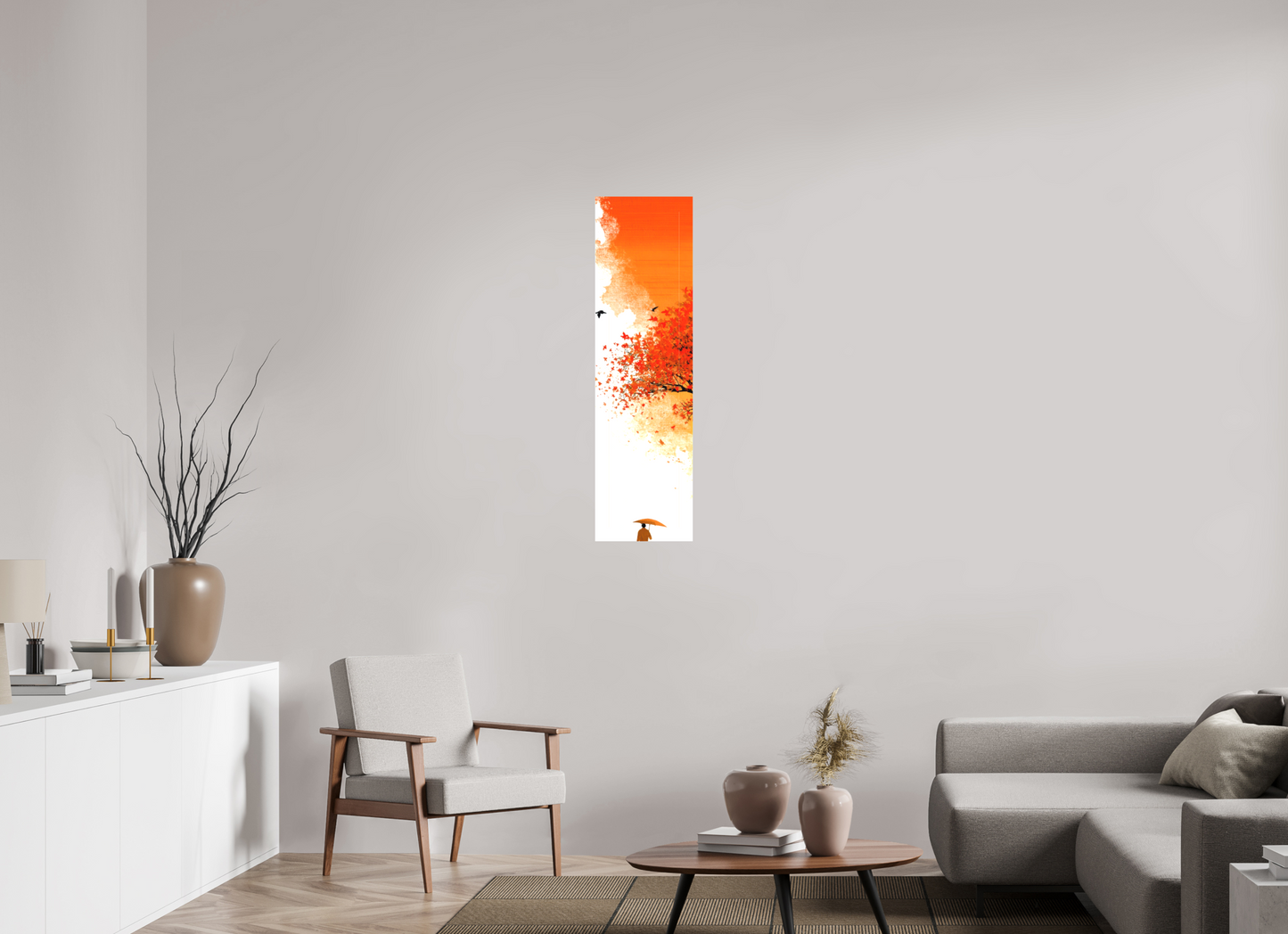 12 x 43.2″, Textile on Canvas Autumn Walk
