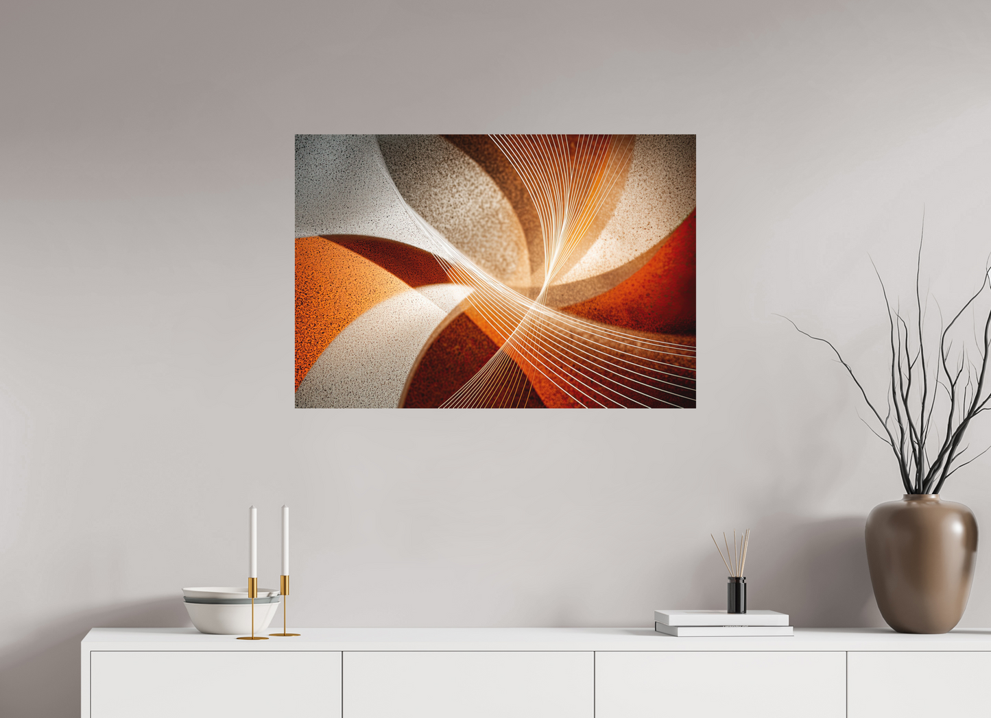 35.1 x 24″, Photo Print on Aluminum Backing Orange & White Swirl