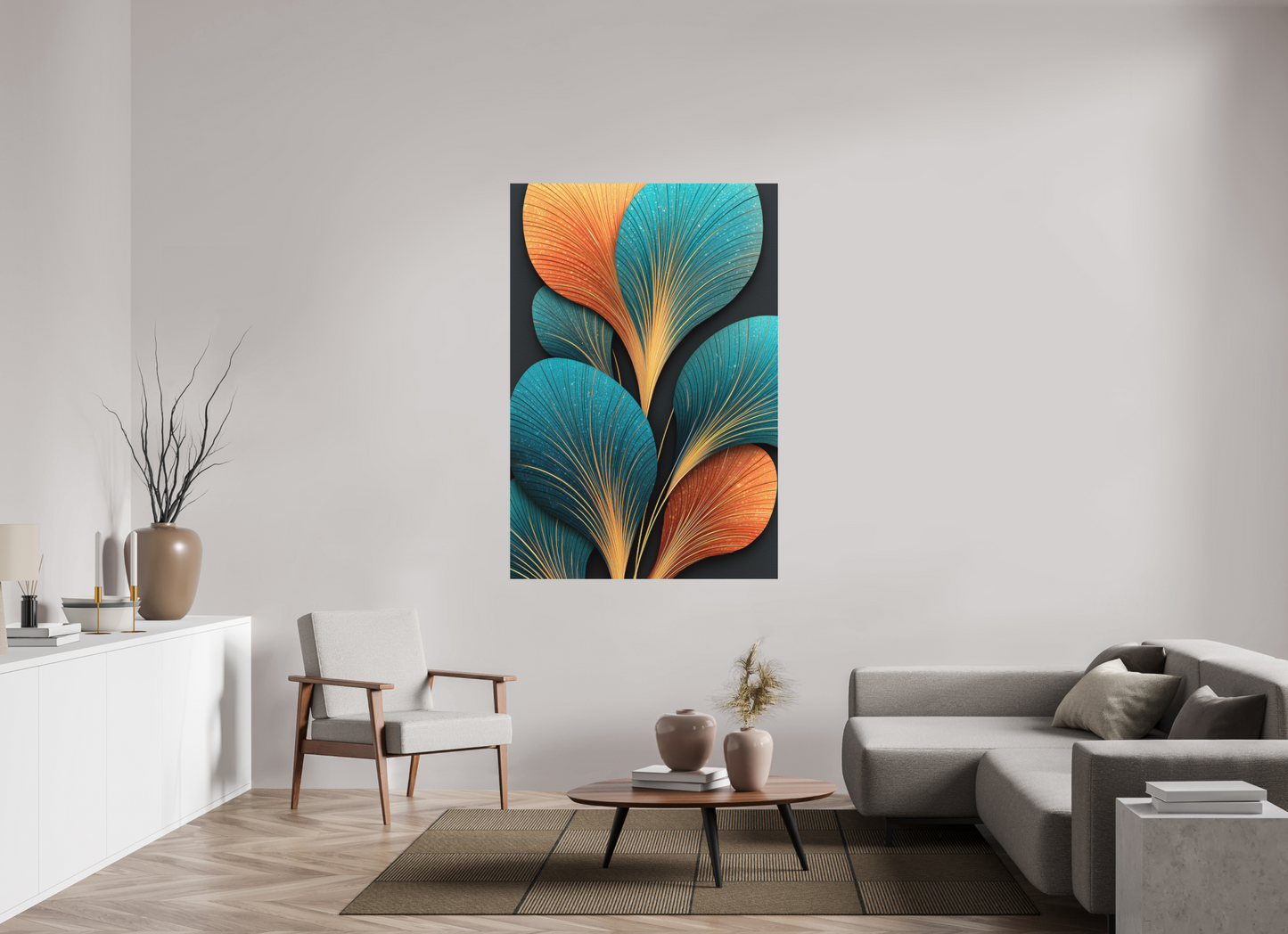 43 x 63.5″, Photo Print on Aluminum Backing Art Deco Flowers