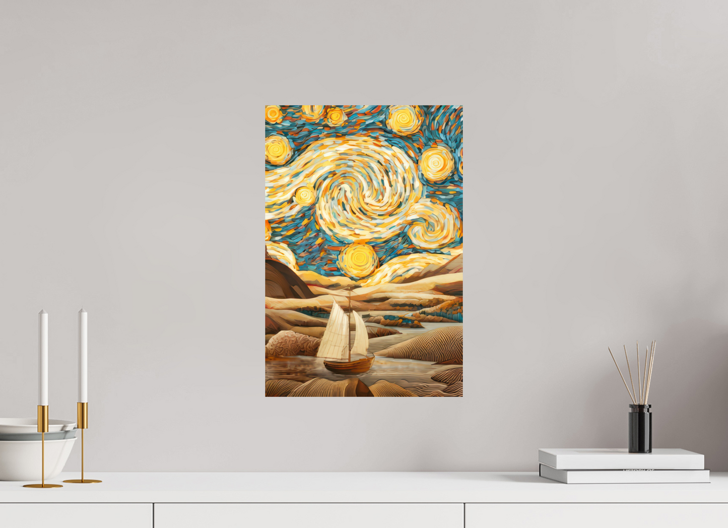 12 x 17.7″, Fine Art Print On Aluminum Dibond Starry Night Desert