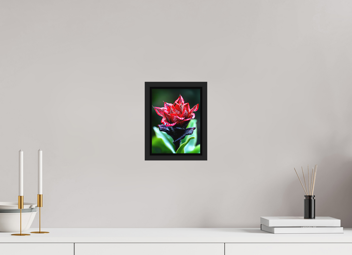 6 x 8″, Photo Print on Aluminum Backing with boarder Red Zebra Flower
