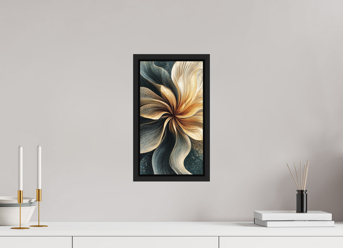 8 x 14.4″, Photo Print on Aluminum Backing with boarder Abstract Flower Swirl