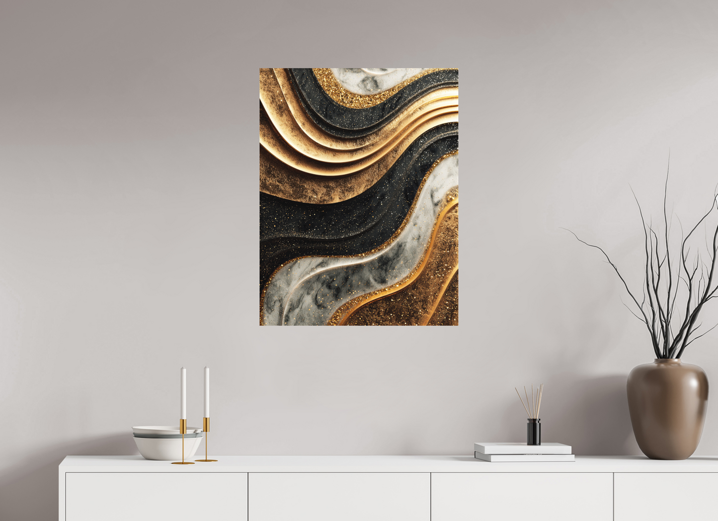 24 x 31.1″, Photo Print on Aluminum Backing Gold Marble Swirl