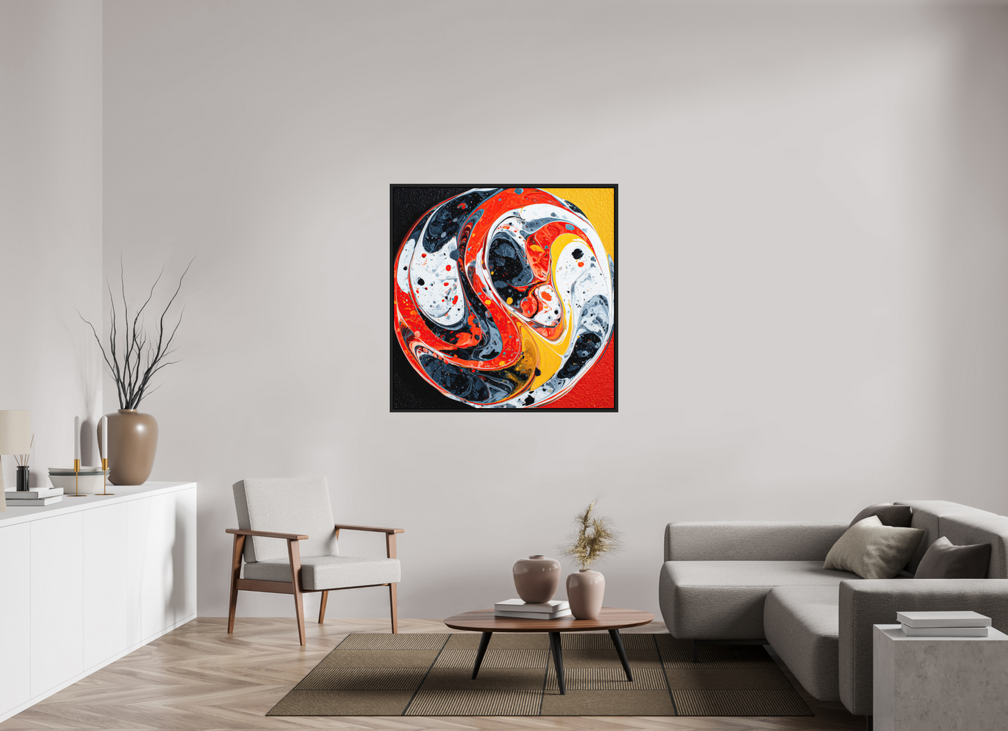 45 x 45″, Photo Print on Aluminum Backing with boarder Marble
