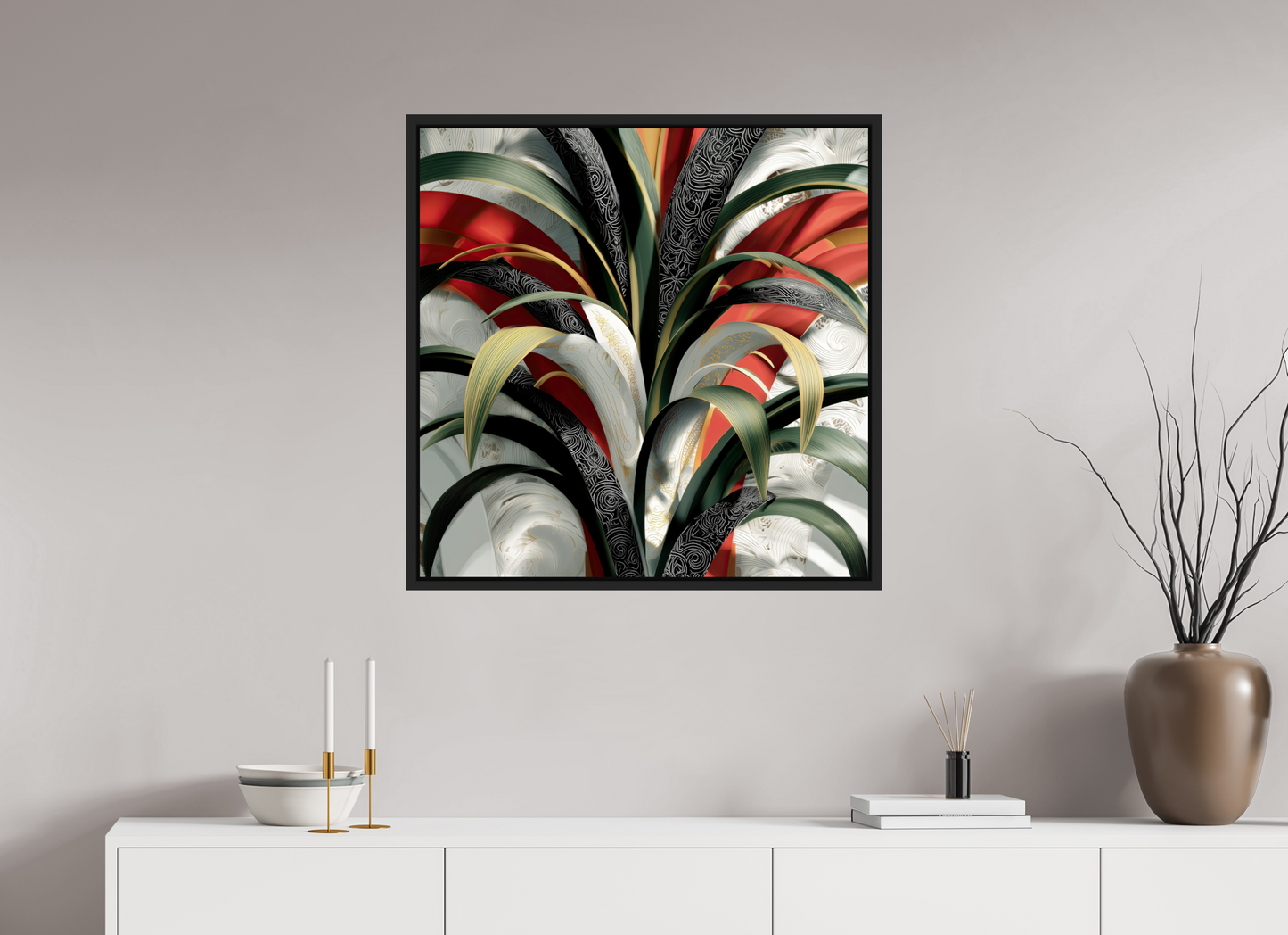 30 x 30″, Fine Art Print on Aluminum Dibond with Boarder House Plant