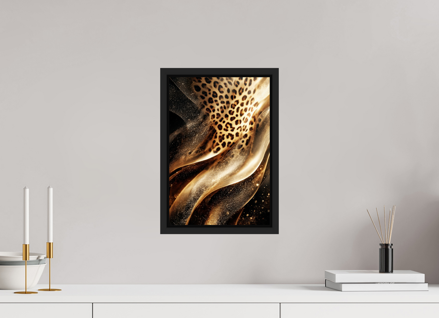 10 x 14.7″, Fine Art Print on Aluminum Dibond with Boarder Leopard Swirl