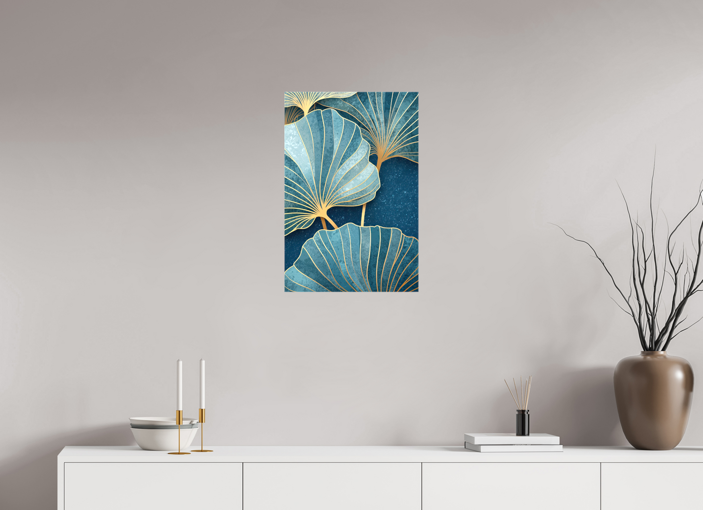 16 x 24″, Glossy Canvas Art Deco Flowers 2