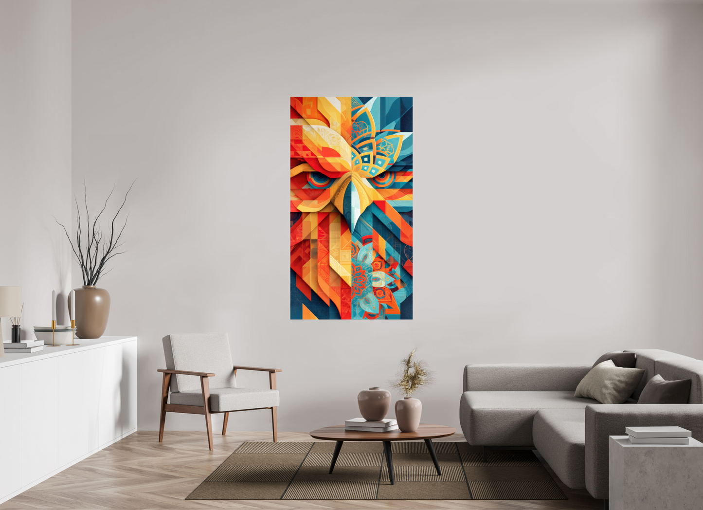 36 x 65.5″, Fine Art Print On Aluminum Dibond Abstract Warm & Cold Eagle