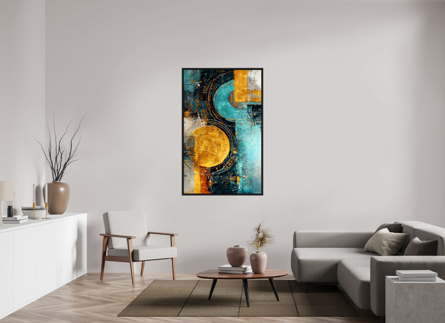 36 x 57.3″, Fine Art Print on Aluminum Dibond with Boarder Abstract Gold Paint 2