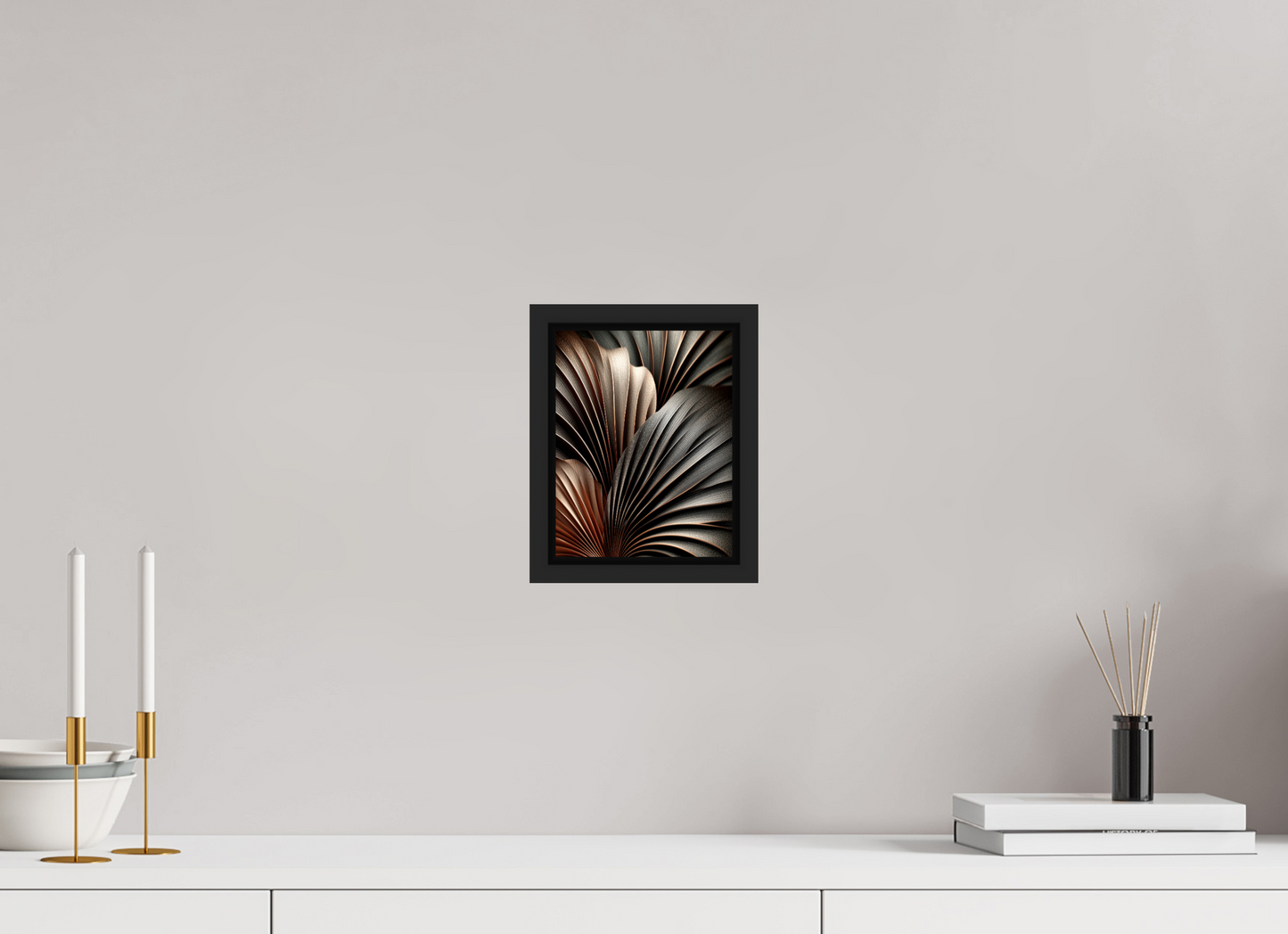 6 x 7.7″, Fine Art Print on Aluminum Dibond with Boarder Dark Leaves