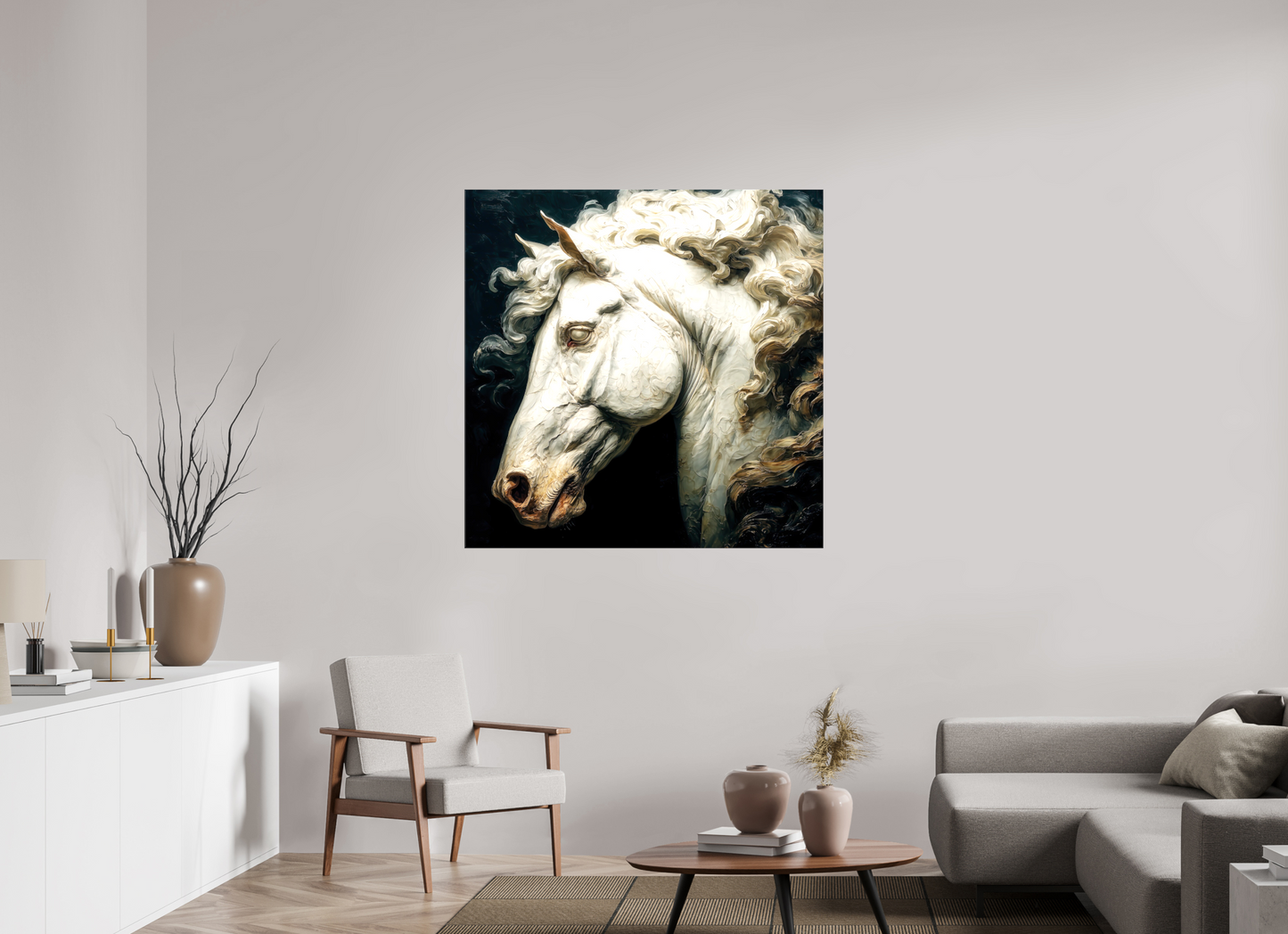 45 x 45″, Glossy Canvas Pale Horse