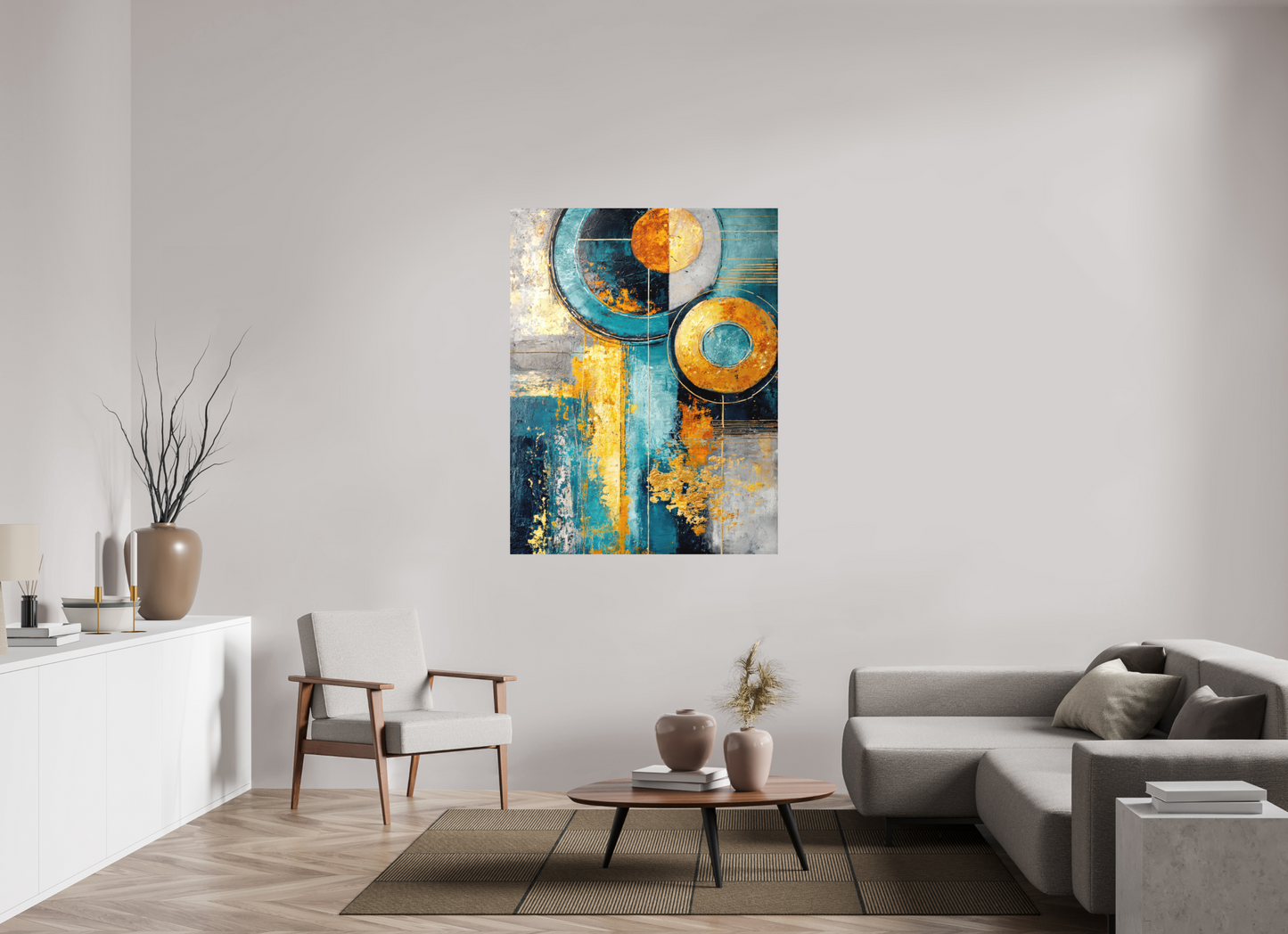 43 x 55.6″, Photo Print on Aluminum Backing Abstract Gold Paint 3