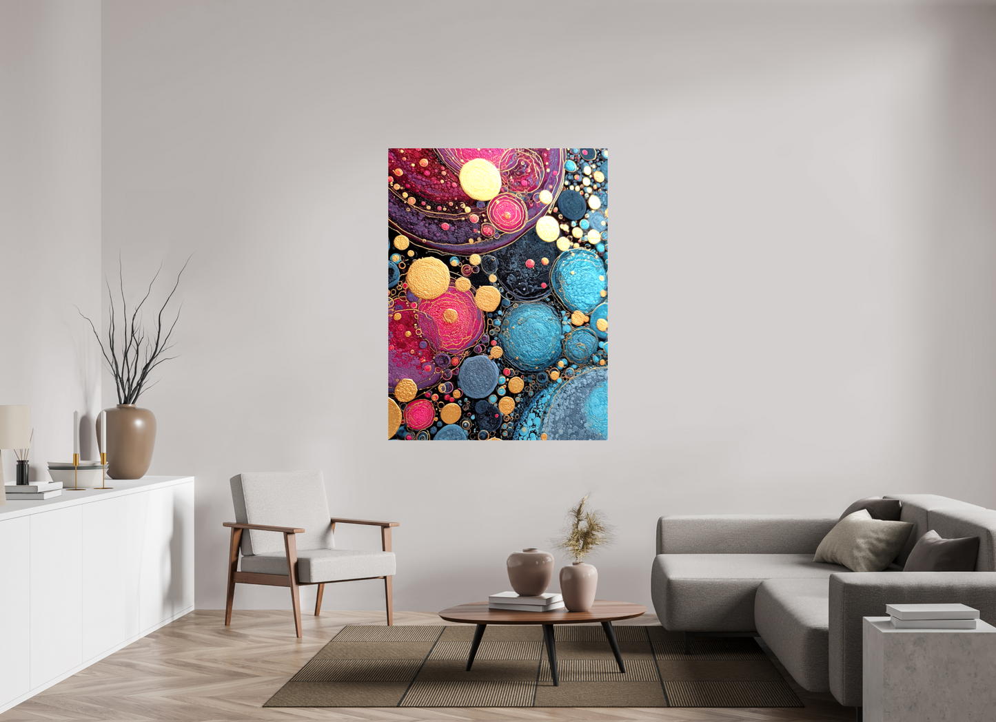 45 x 60″, Glossy Canvas Abstract Circles