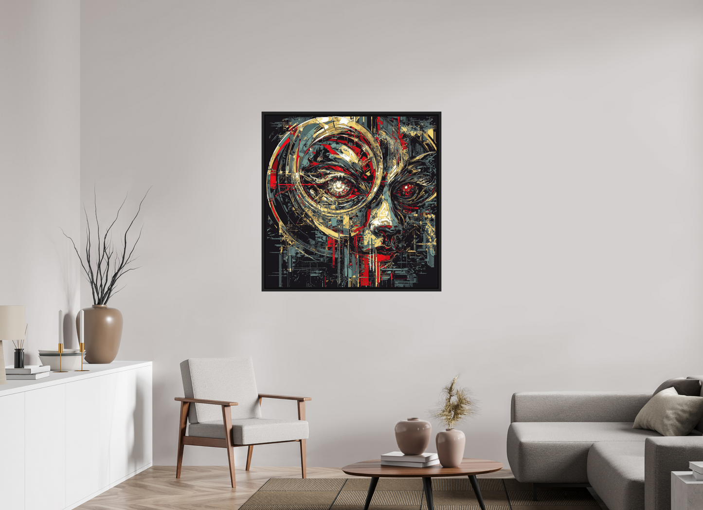 40 x 40″, Photo Print on Aluminum Backing with boarder Abstract Female Eye