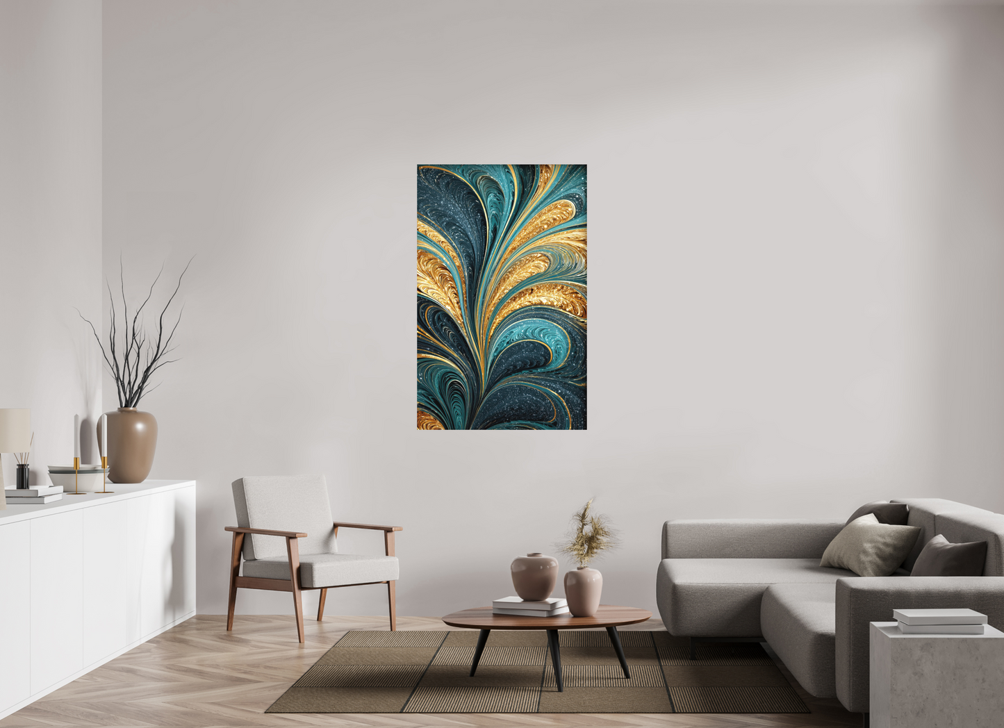 35 x 54.7″, Photo Print on Aluminum Backing Art Deco Swirl