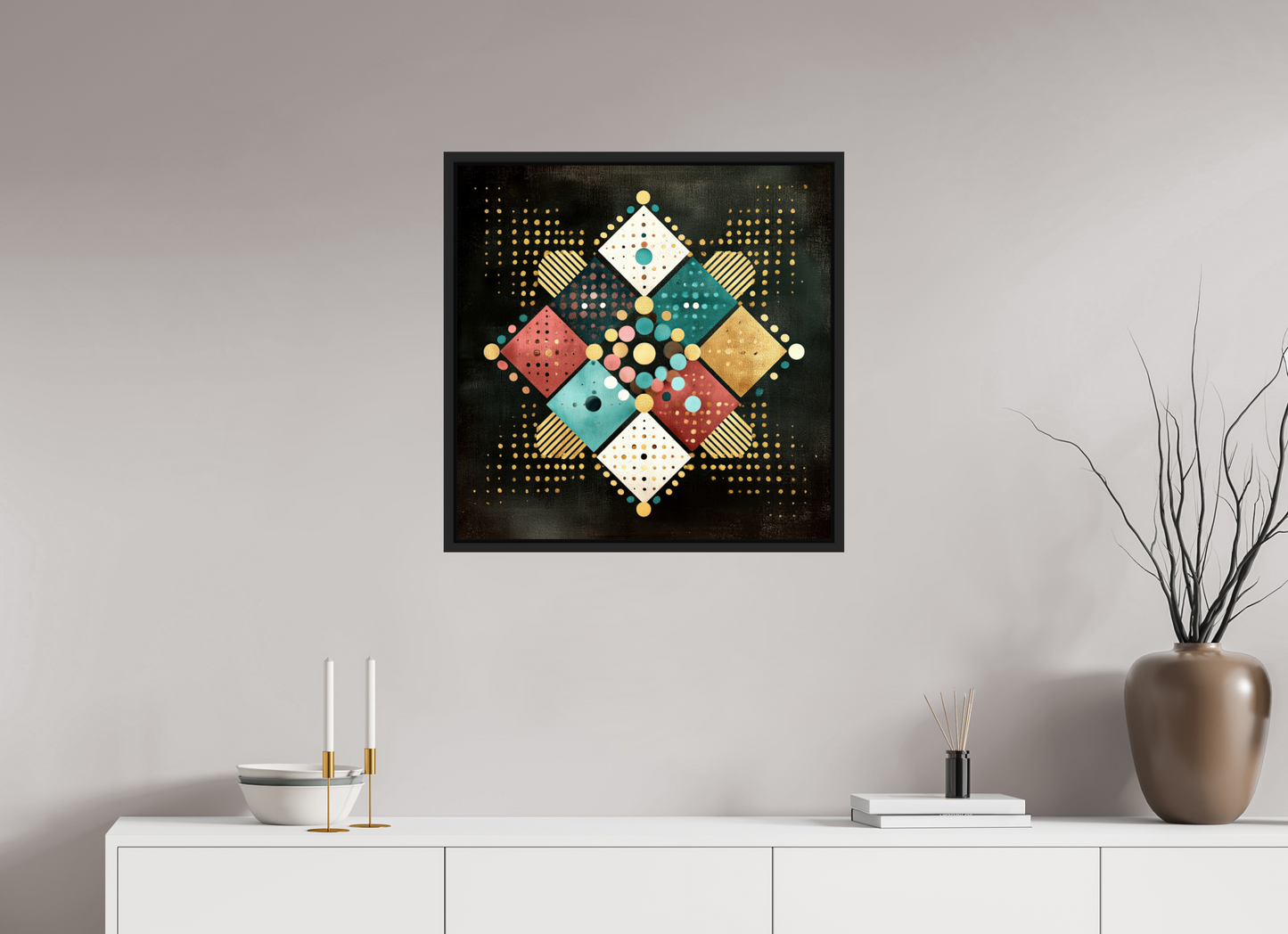 25 x 25″, Fine Art Print on Aluminum Dibond with Boarder Squares