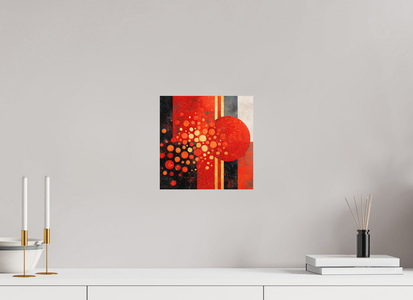 10 x 10″, Photo Print on Aluminum Backing Abstract Red Dots