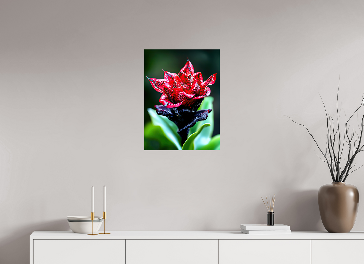 18 x 24″, Fine Art Print On Aluminum Dibond Red Zebra Flower