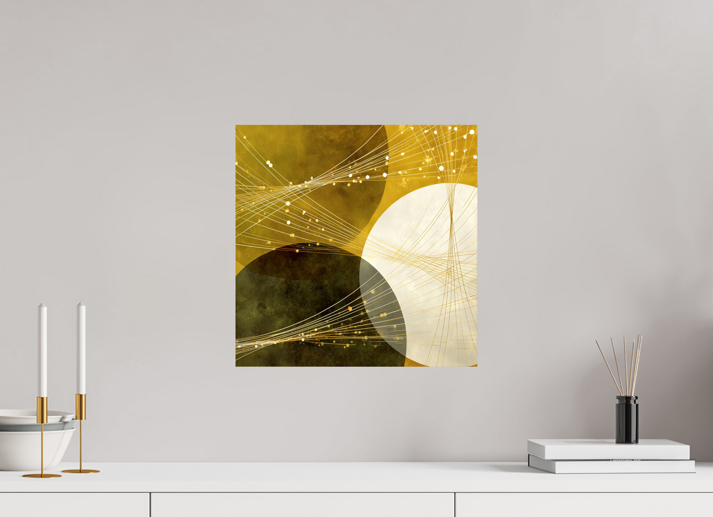 15 x 15″, Fine Art Print On Aluminum Dibond Lime Circles