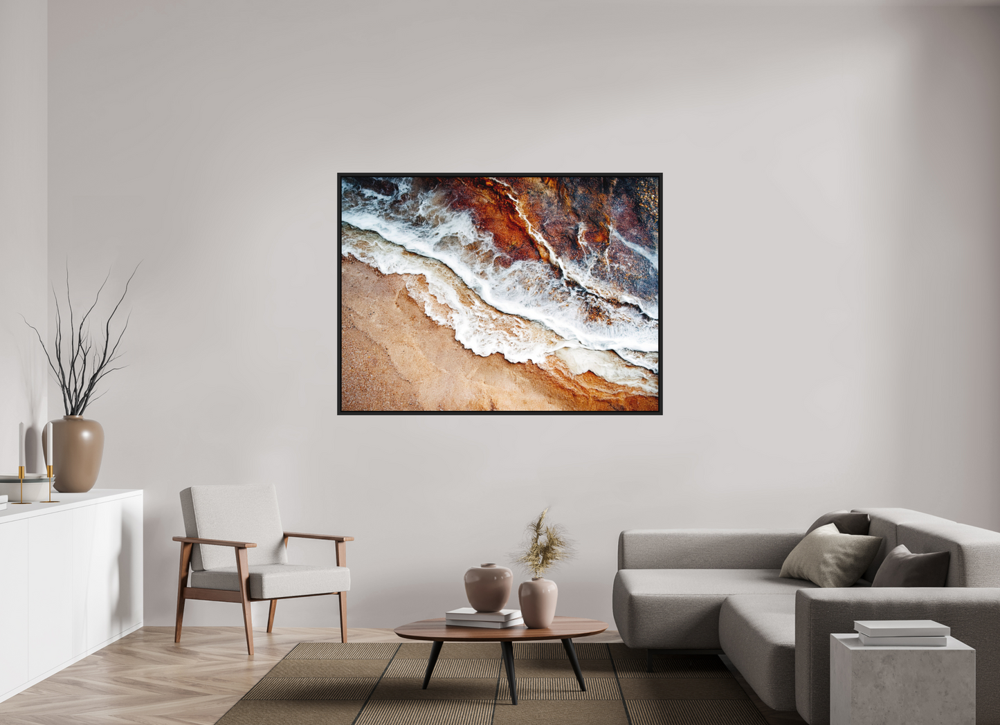 63.7 x 47″, Photo Print on Aluminum Backing with boarder Desert Water