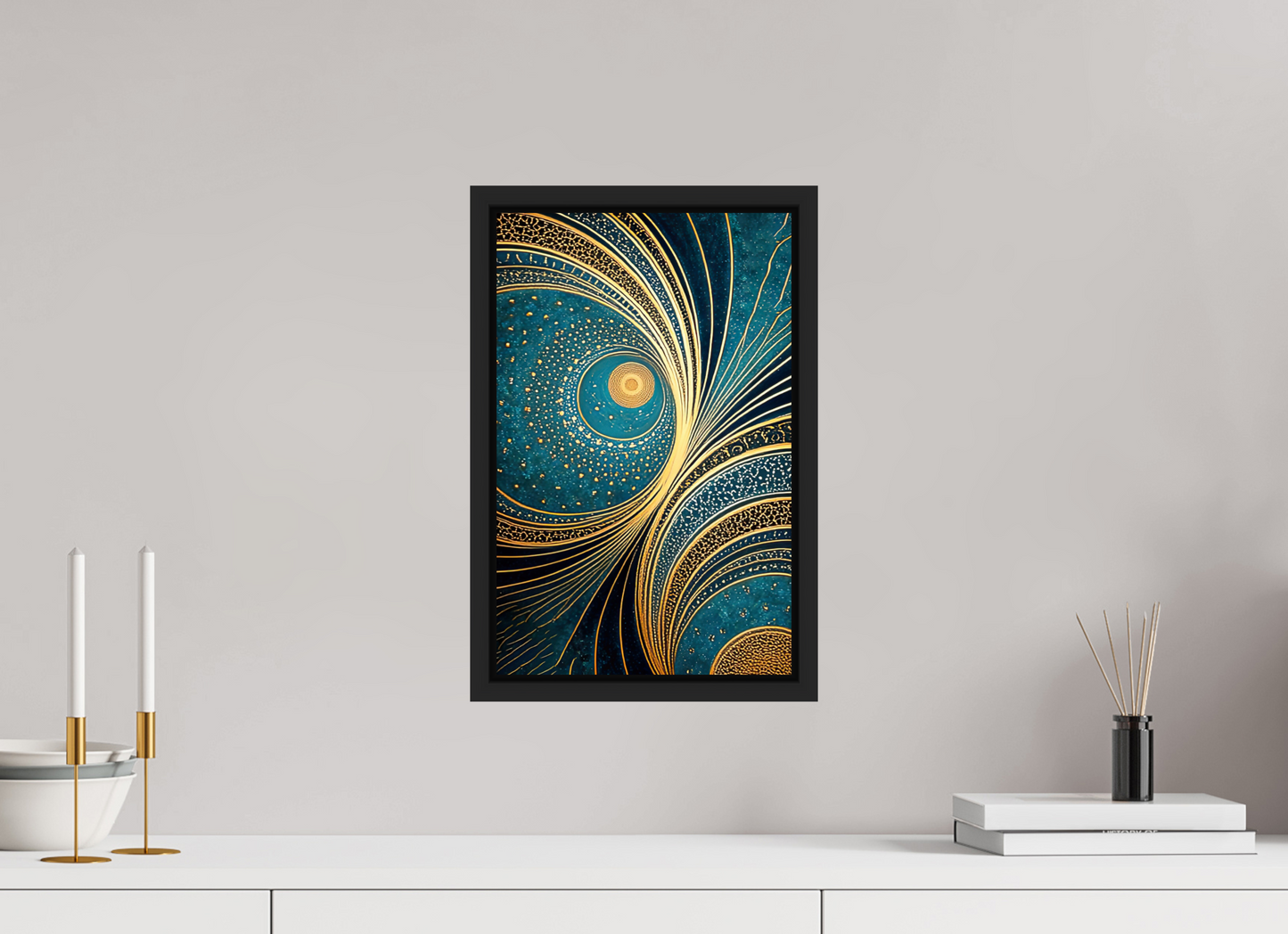 10 x 15.7″, Fine Art Print on Aluminum Dibond with Boarder Art Deco Teal 3