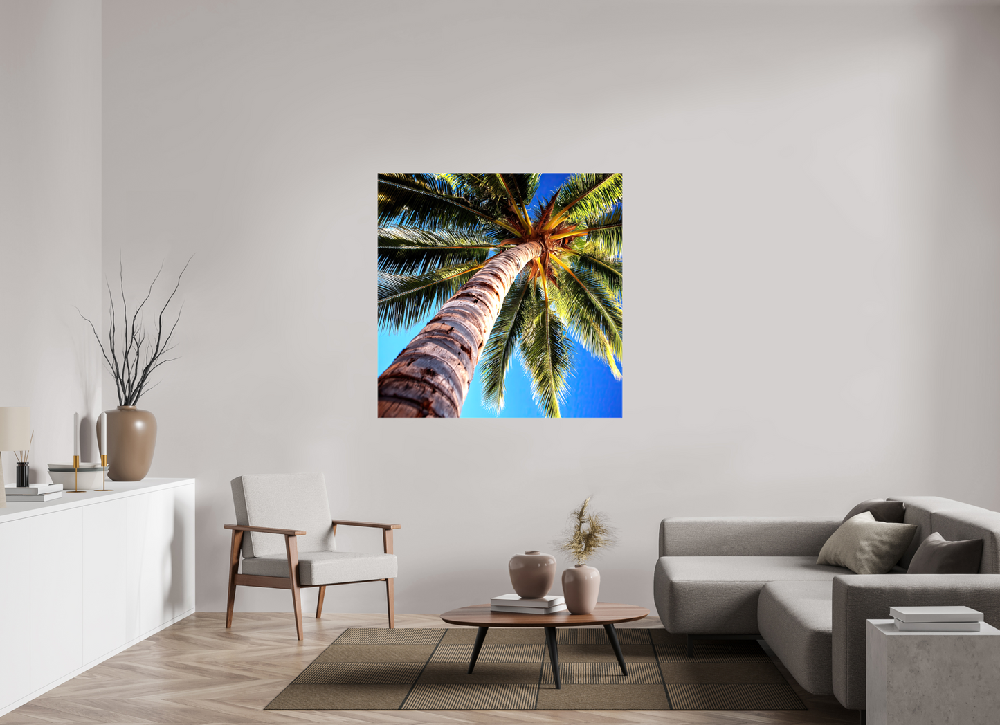 50 x 50″, Glossy Canvas Palm Tree