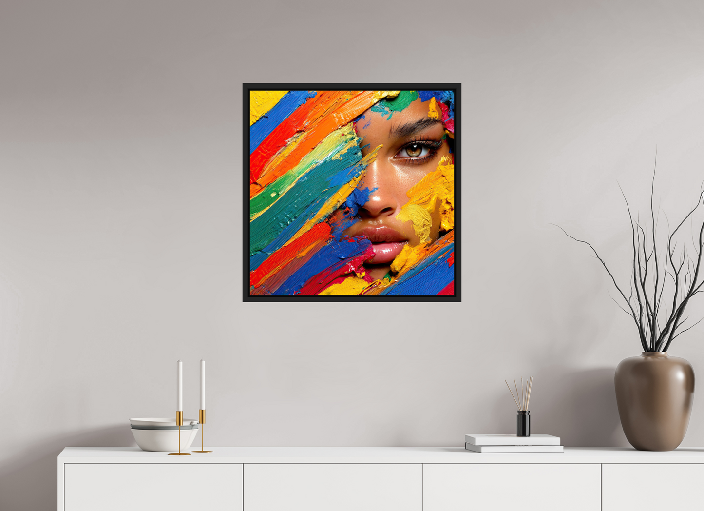 25 x 25″, Fine Art Print on Aluminum Dibond with Boarder Paintress