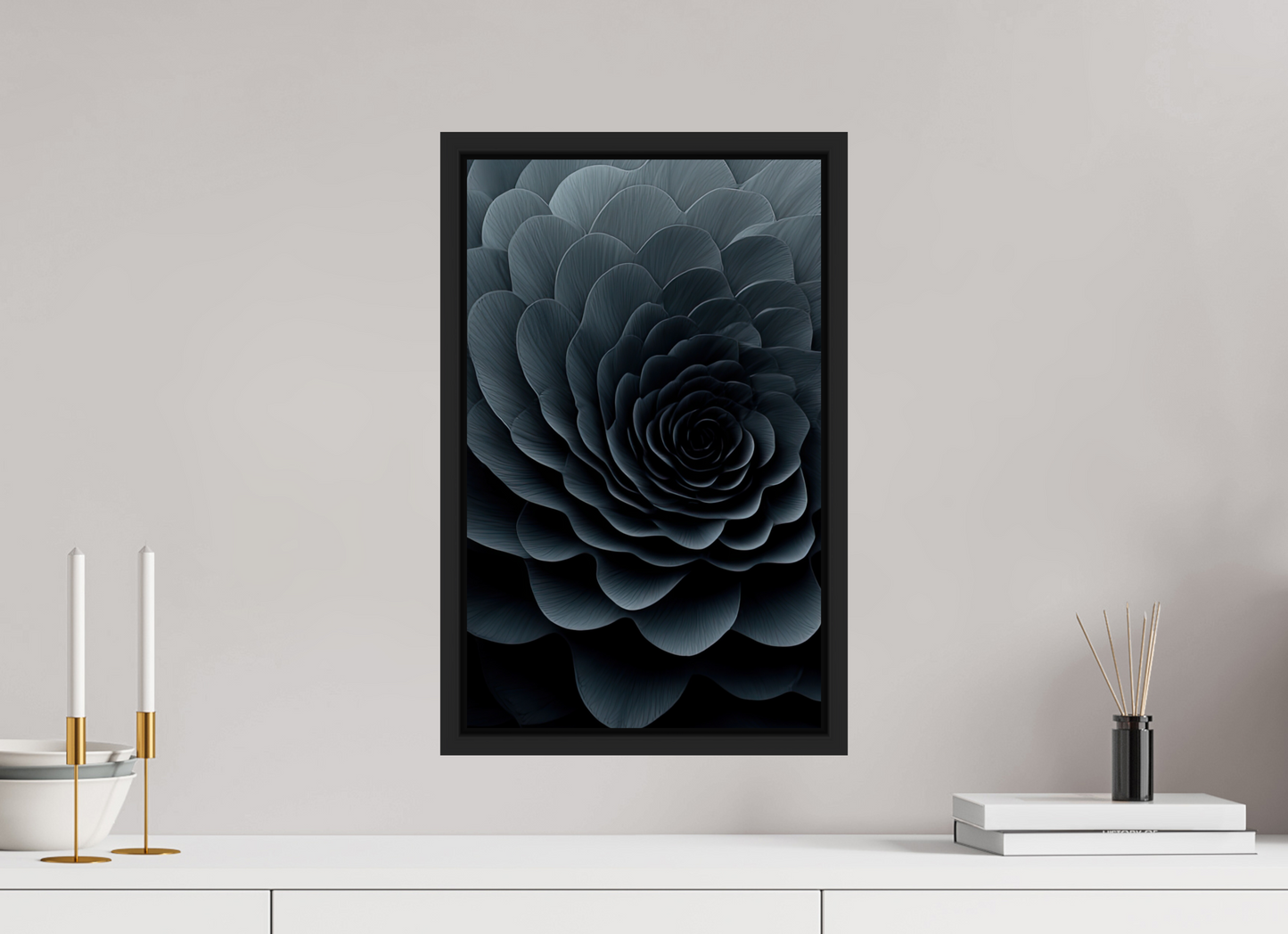 12 x 19.3″, Fine Art Print on Aluminum Dibond with Boarder Dark Flower