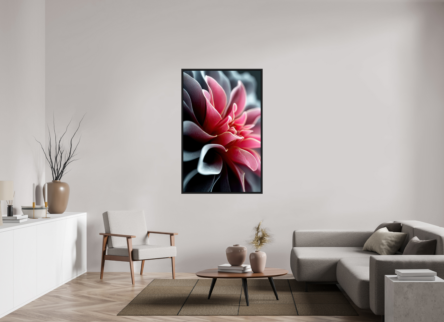 36 x 56.3″, Fine Art Print on Aluminum Dibond with Boarder Pink Flower