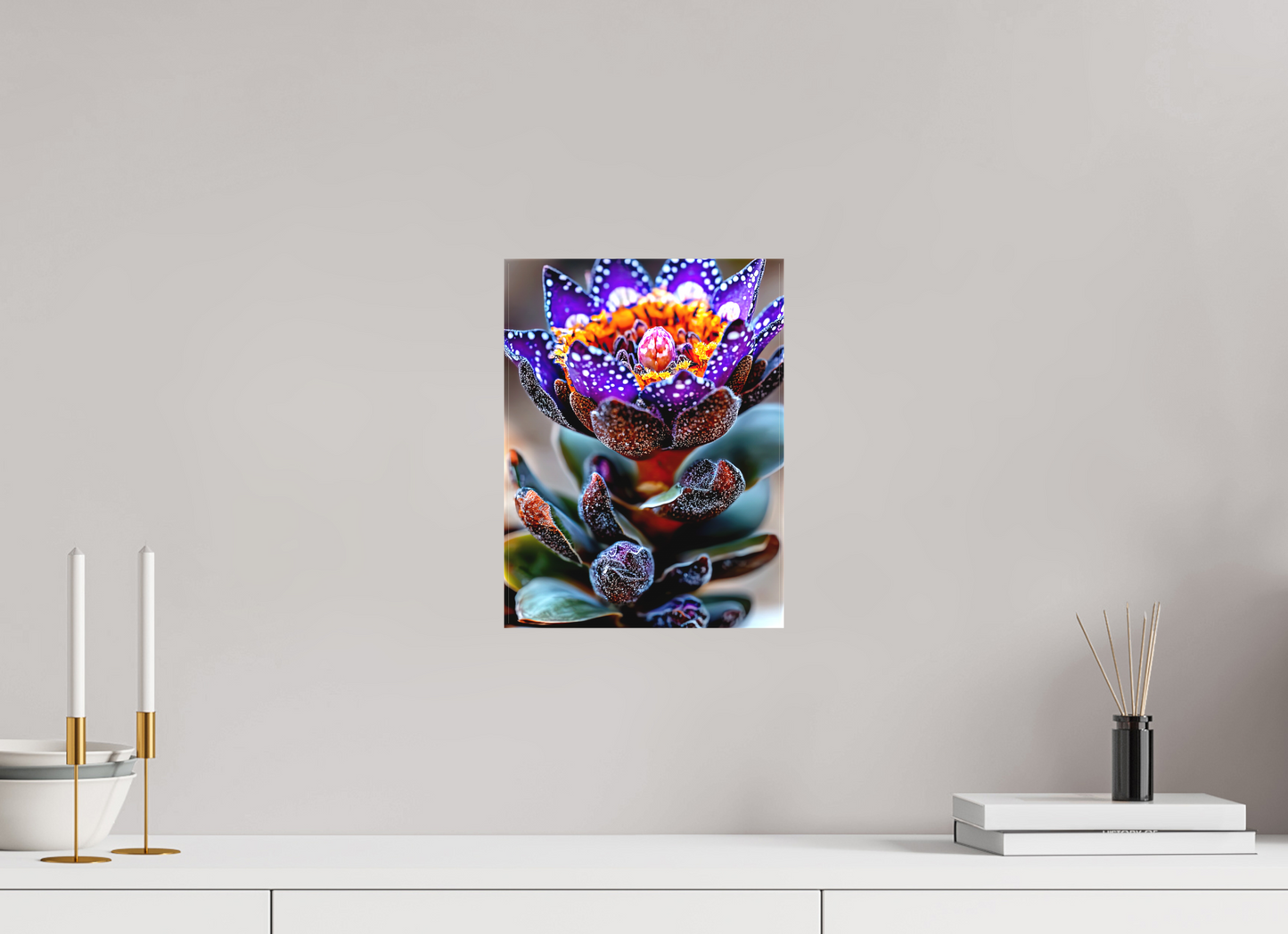 9 x 12″, Textile on Canvas Caterpillar Flower
