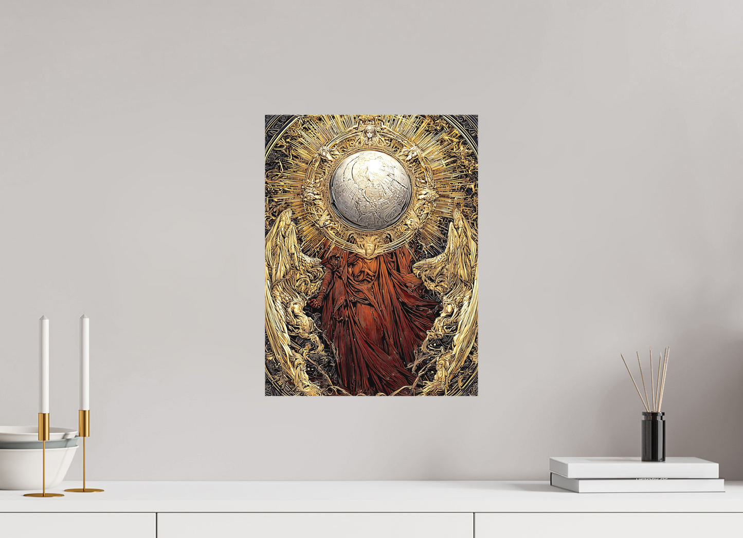 12 x 16″, Textile on Canvas Abstract Angel