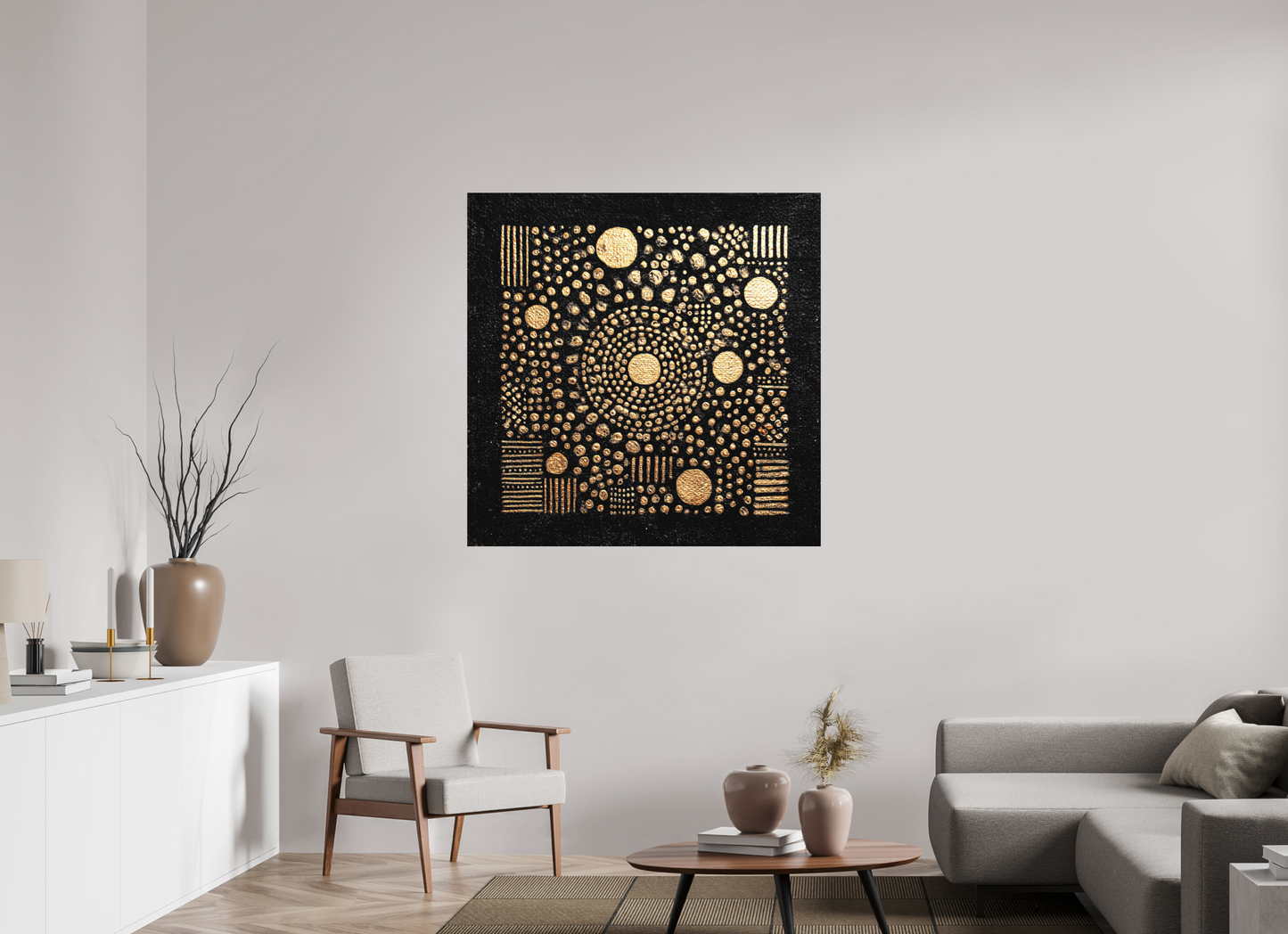 45 x 45″, Photo Print on Aluminum Backing Gold QR