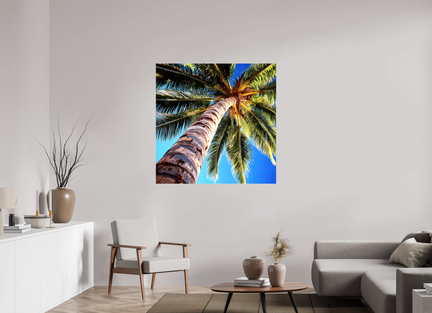45 x 45″, Glossy Canvas Palm Tree