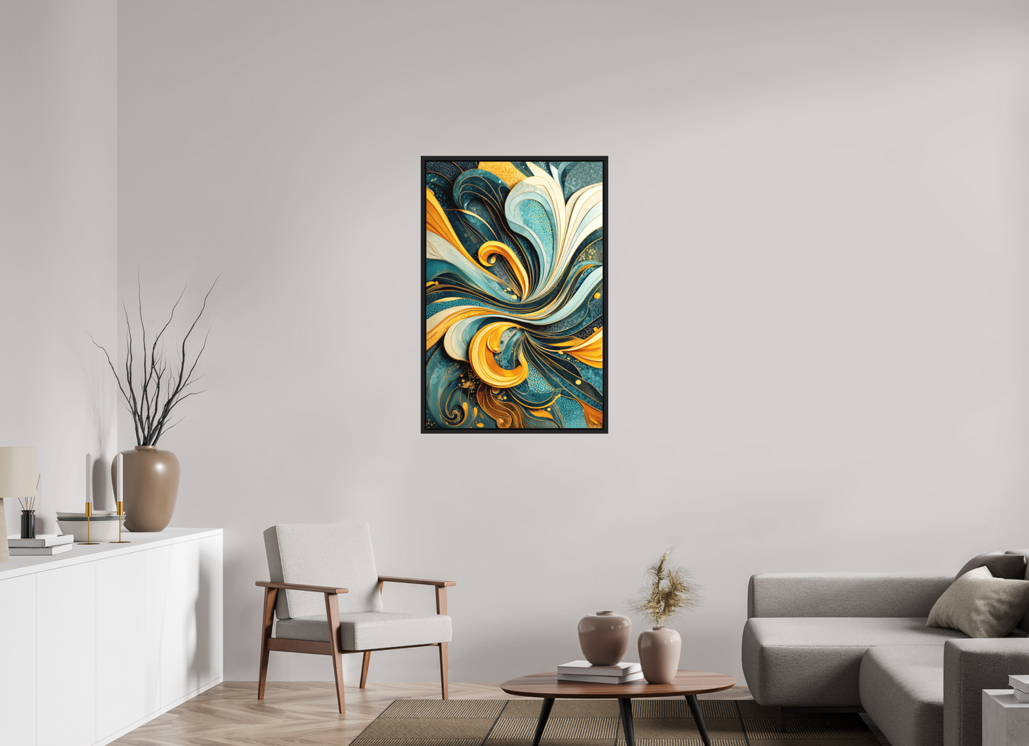 28 x 42.3″, Photo Print on Aluminum Backing with boarder Abstract Swirl