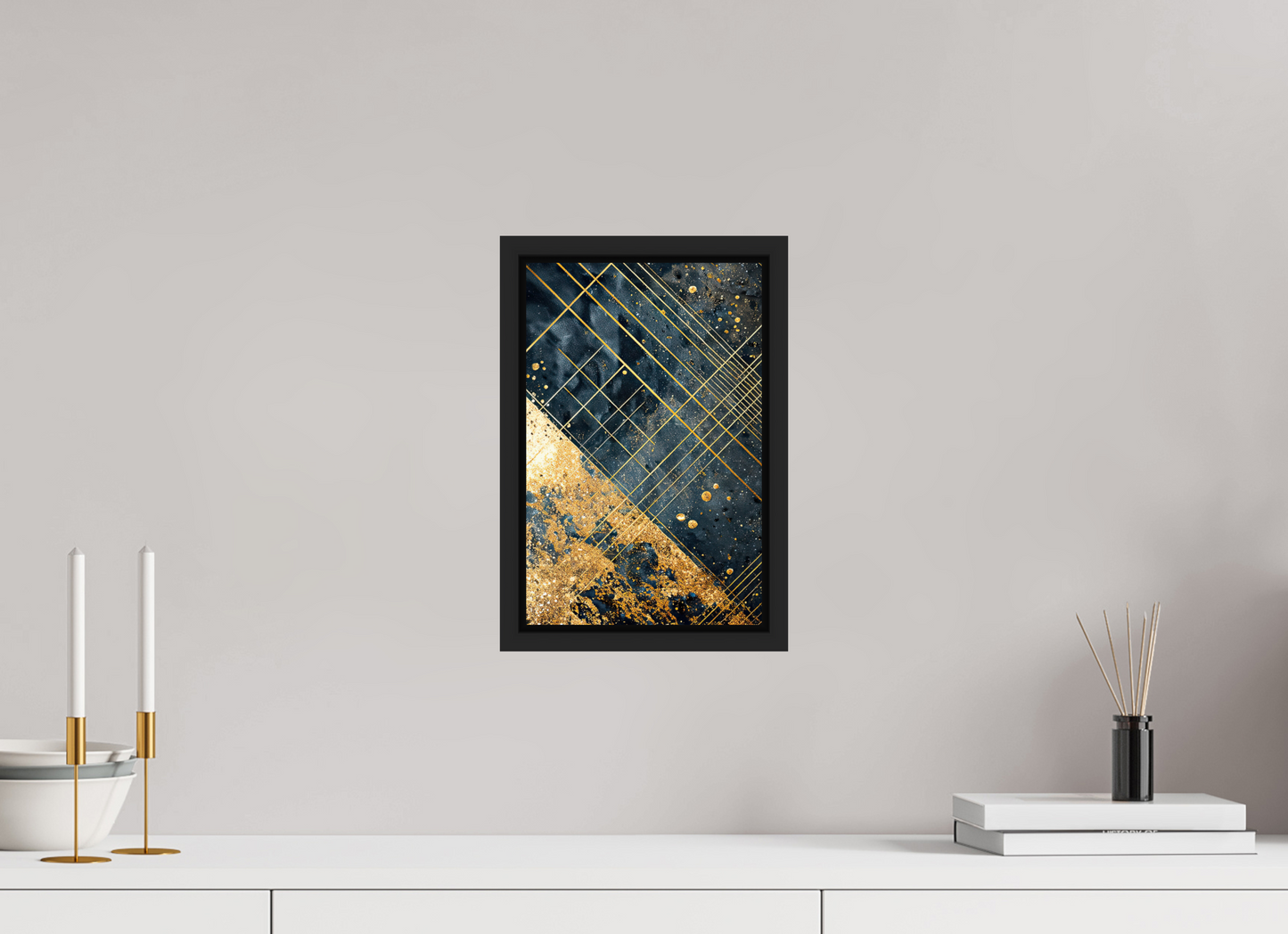 8 x 12.3″, Fine Art Print on Aluminum Dibond with Boarder Art Deco Gold Lines