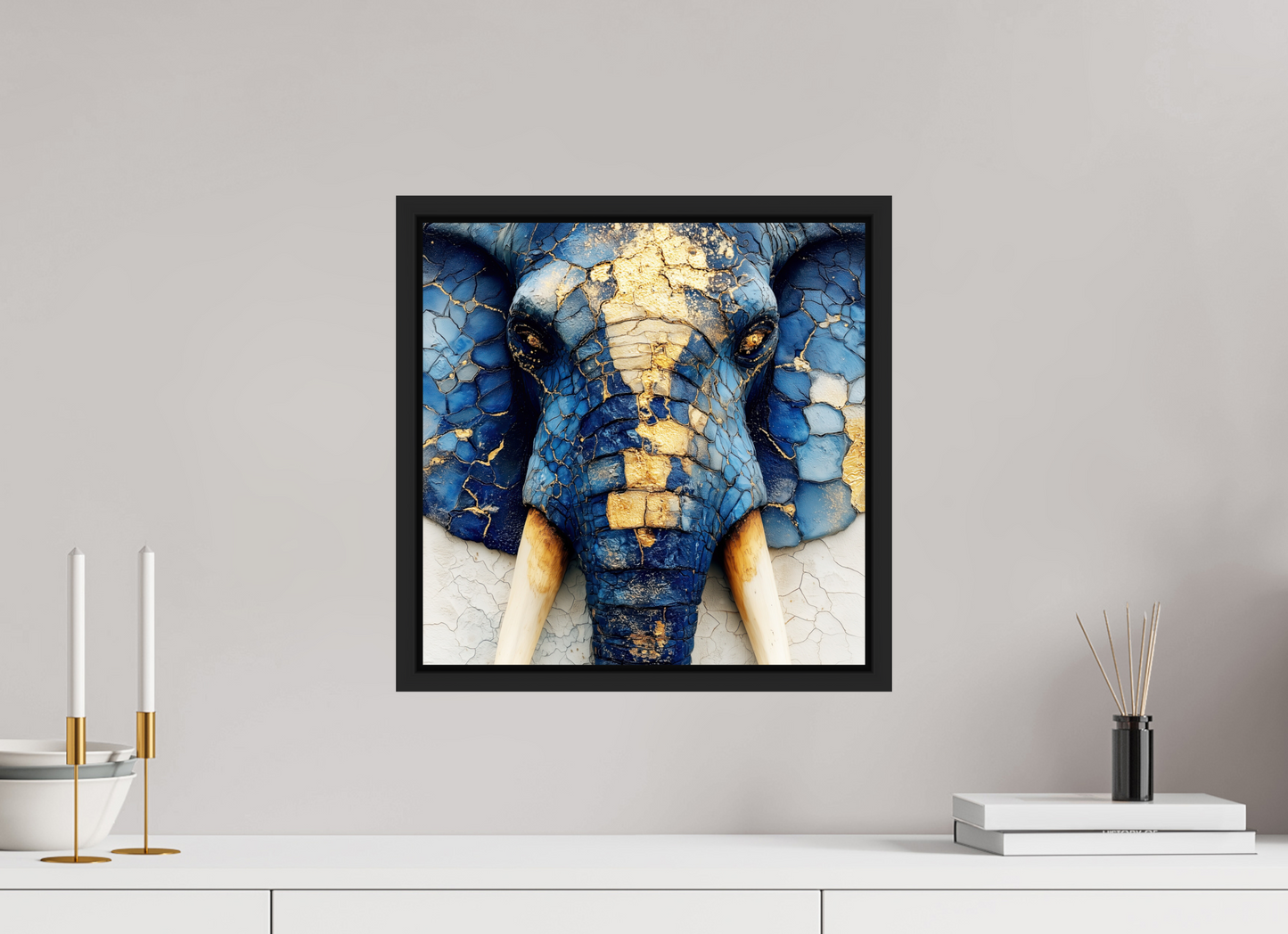 15 x 15″, Fine Art Print on Aluminum Dibond with Boarder Elephant