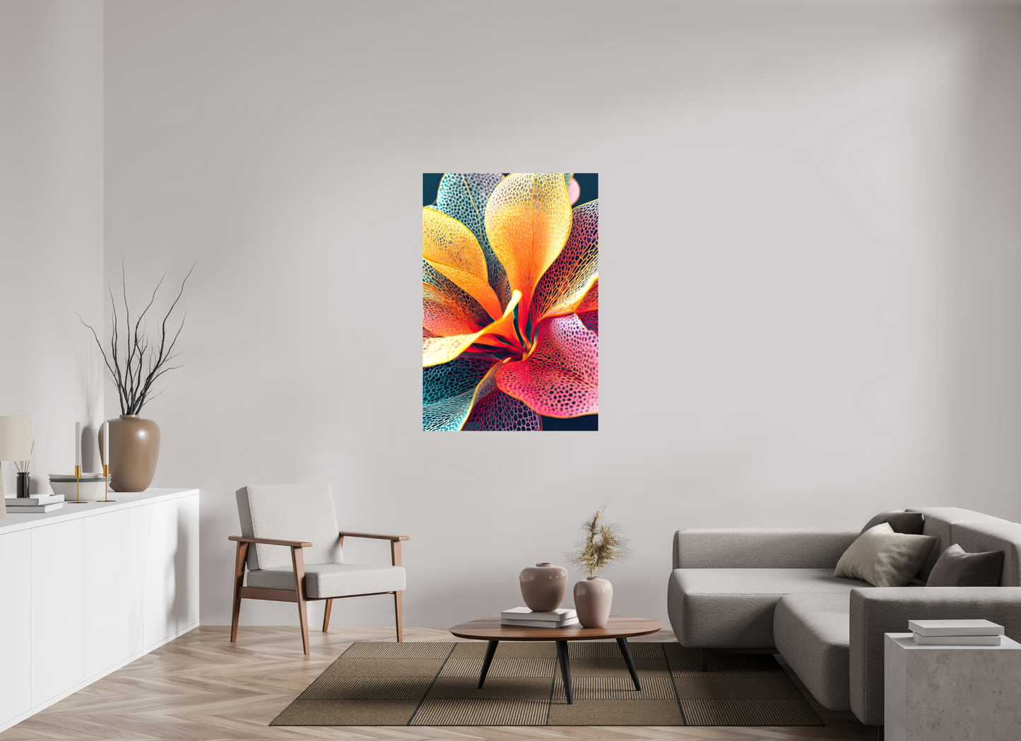 35 x 51.6″, Glossy Canvas Colorful Flower